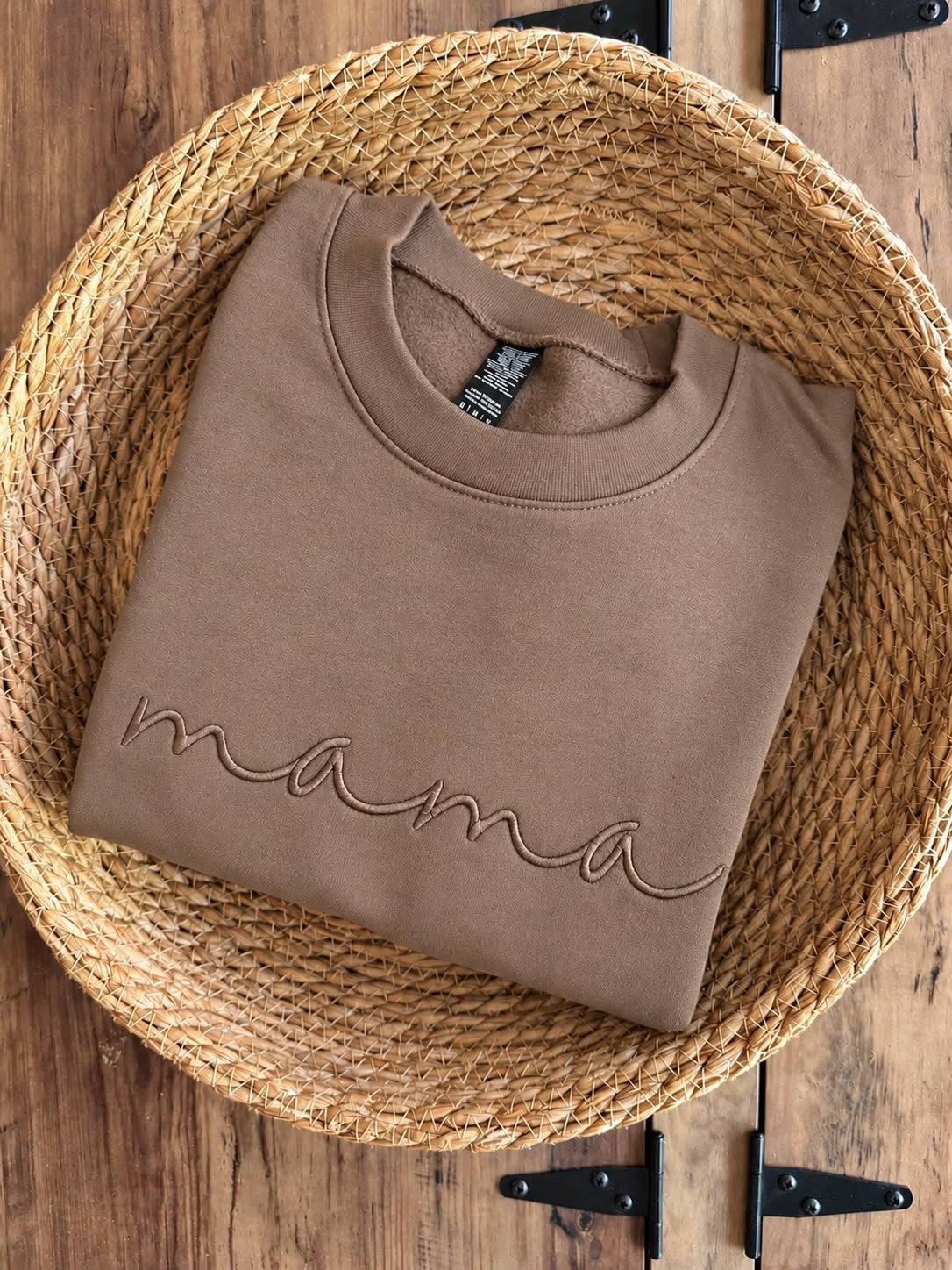 PRE ORDER, TEDDY LITTLE APPAREL MAMA CREW (MOCHA)