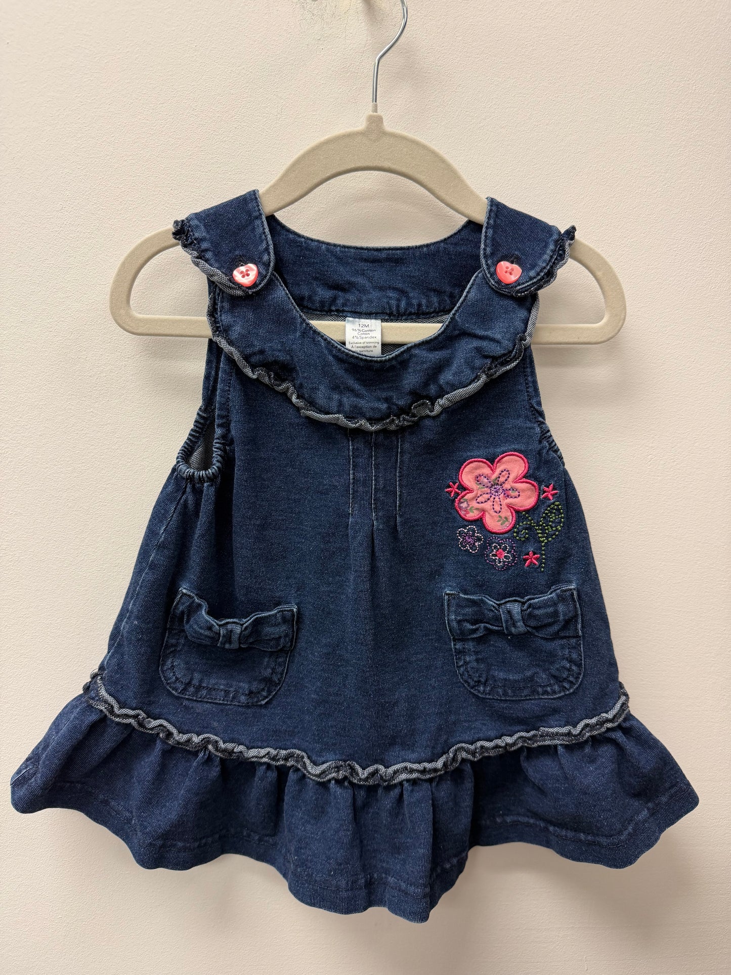 GEORGE DENIM FLORAL DRESS 12M