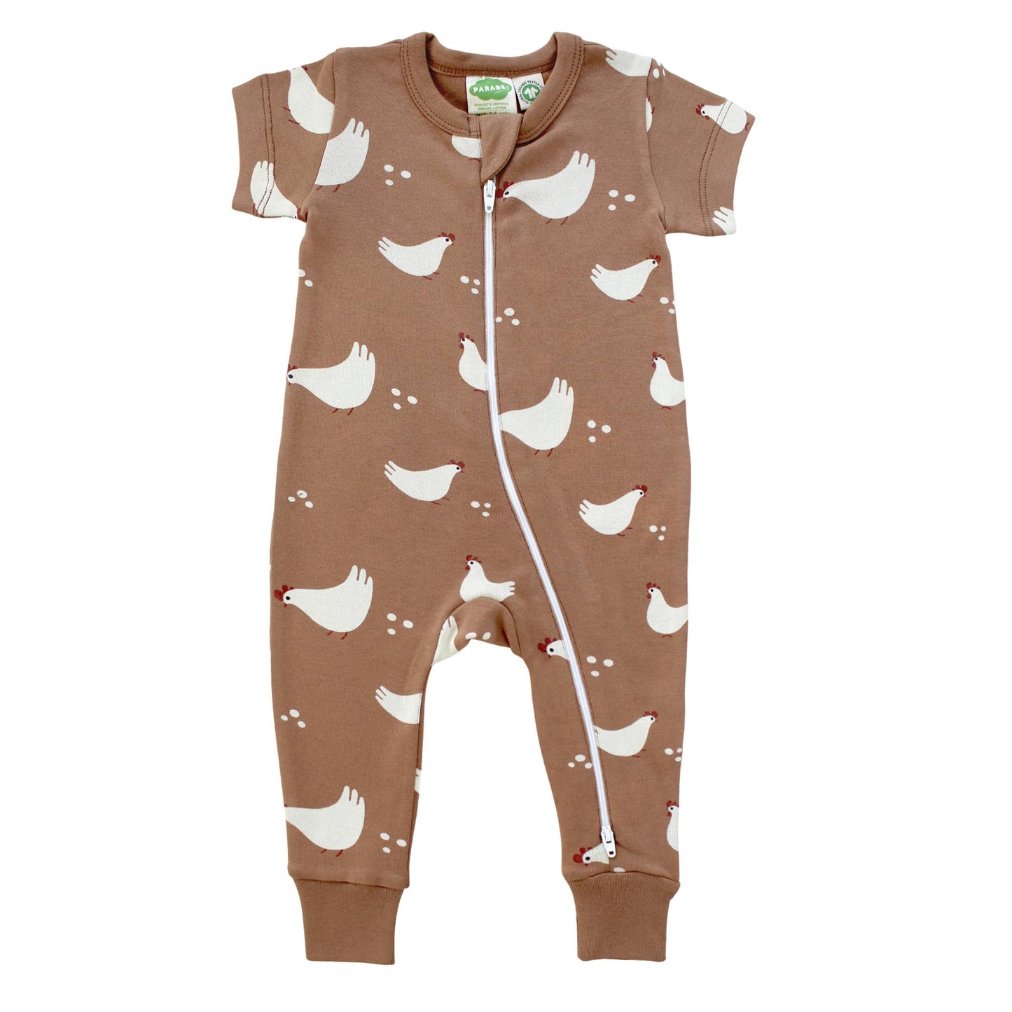 PARADE ORGANICS 2-Way' Zip Romper - Short Sleeve: Chickens / 2T