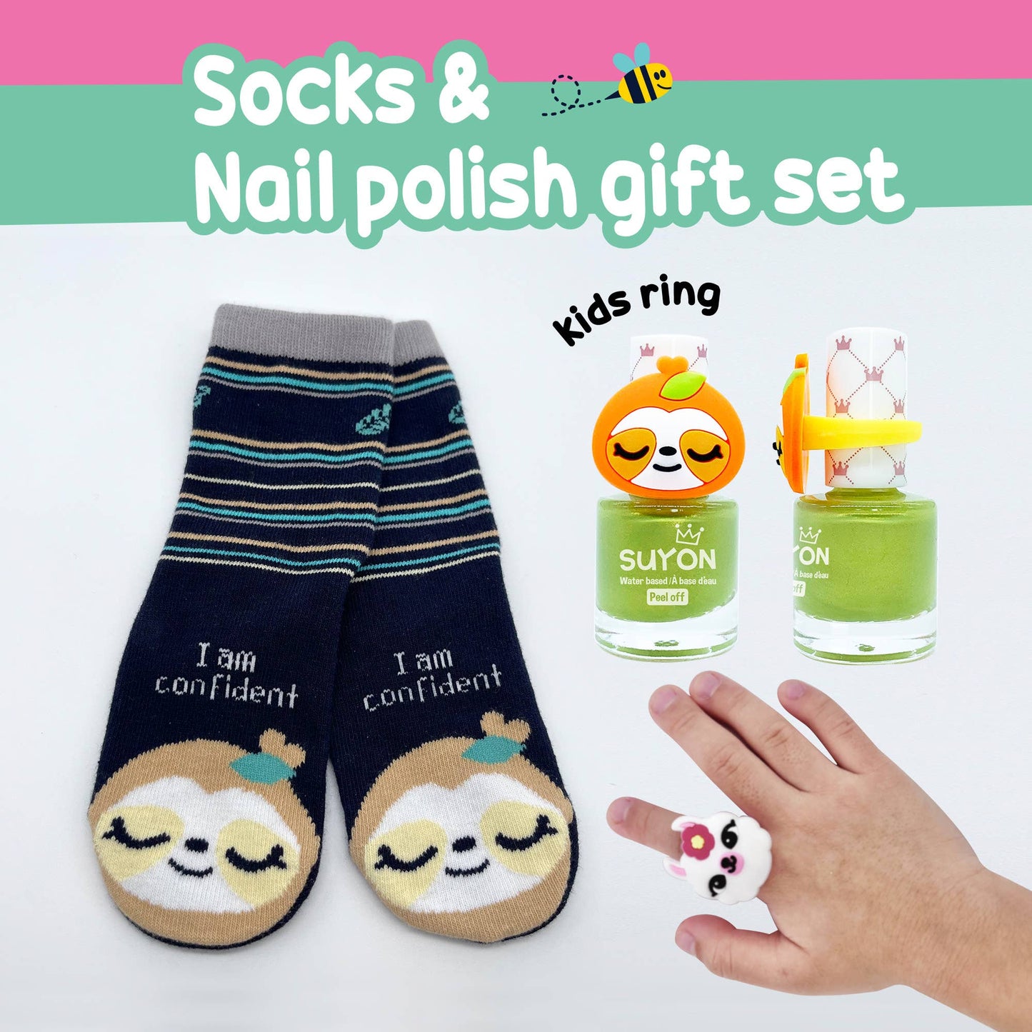 Sloth Nail & Socks Gift Set (4-7 years old)