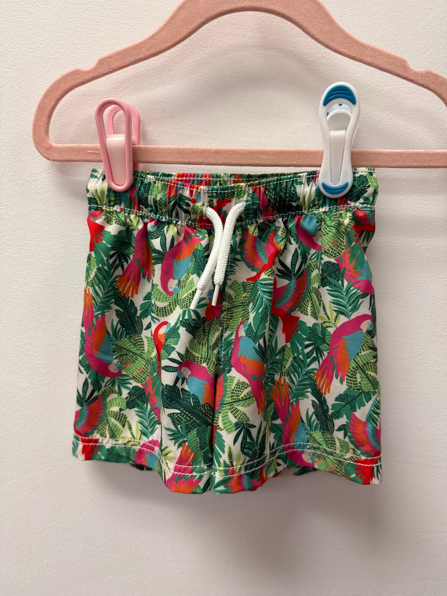 OLD NAVY PARROT SWIM SHORTS SIZE 6-12M