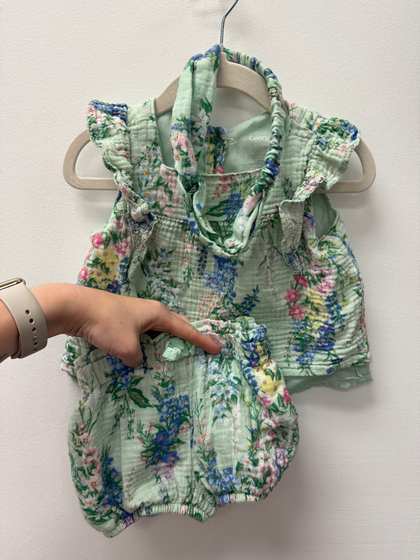 GEORGE 3 PIECE SHORTS + HEADBAND OUTFIT SIZE 6-12M