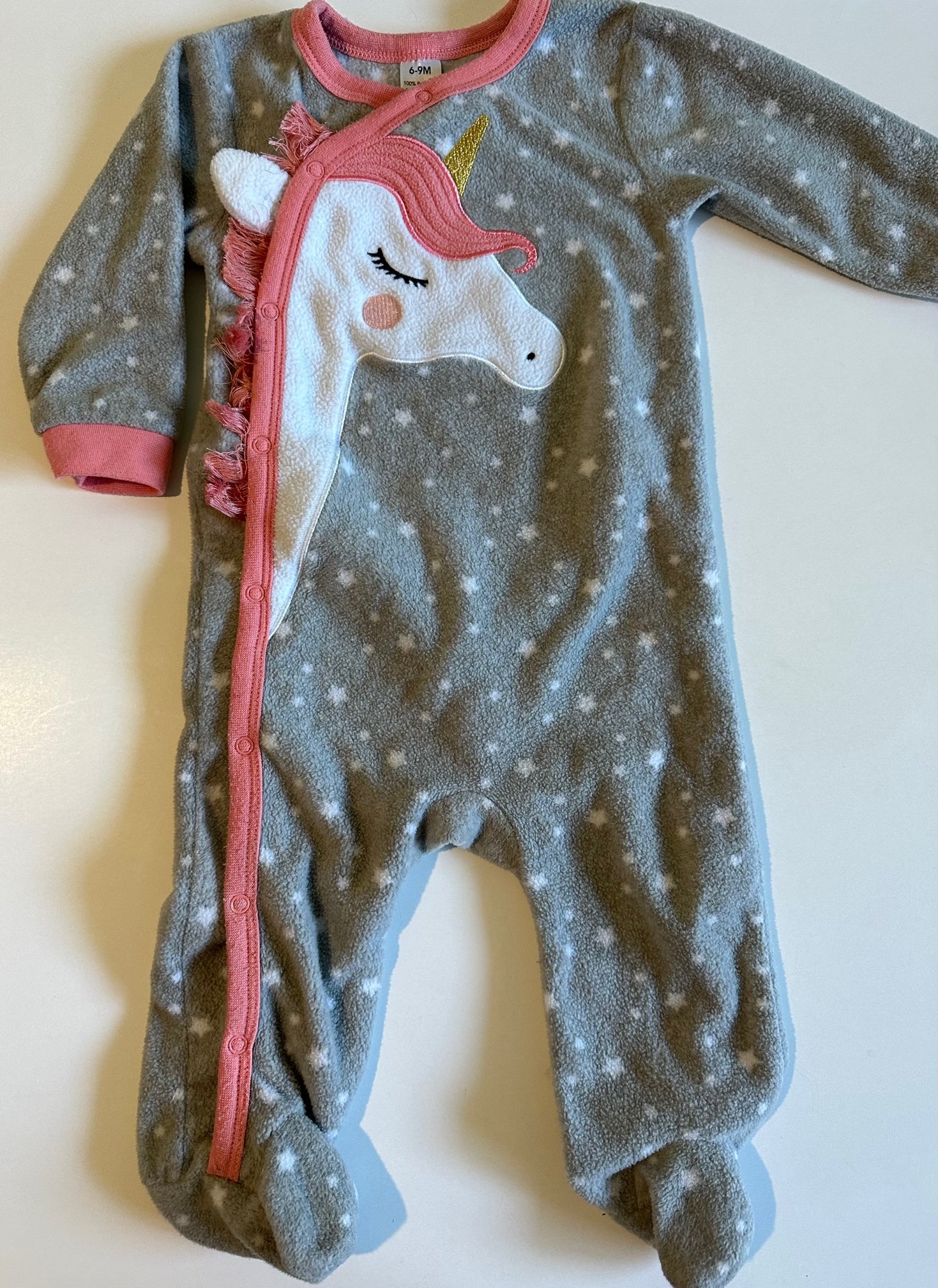 *Play* Fleece Grey Unicorn Sleeper 69 Months Linen for Littles