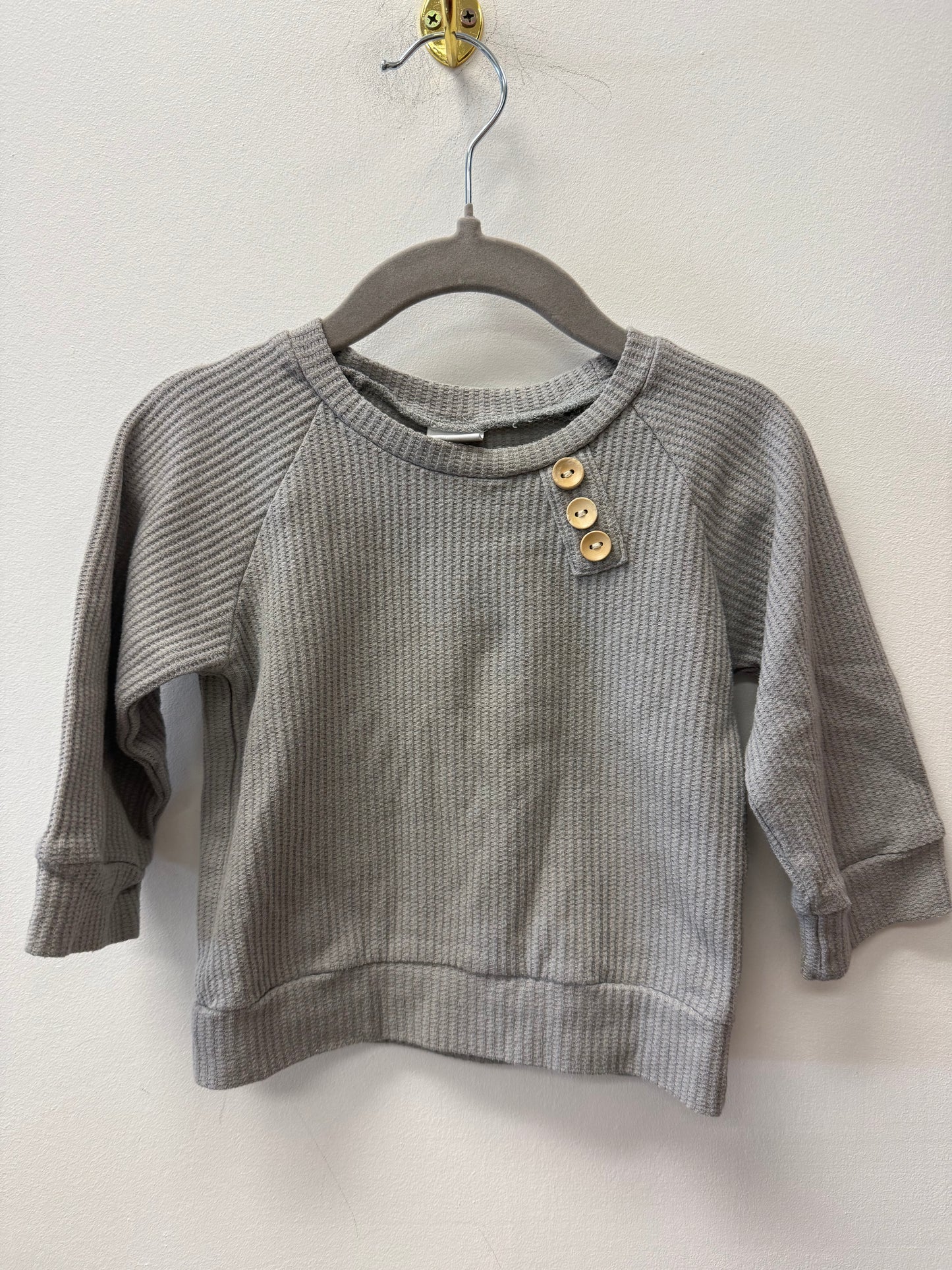 GREY WAFFLE KNIT BUTTON SHIRT SIZE 12-18M