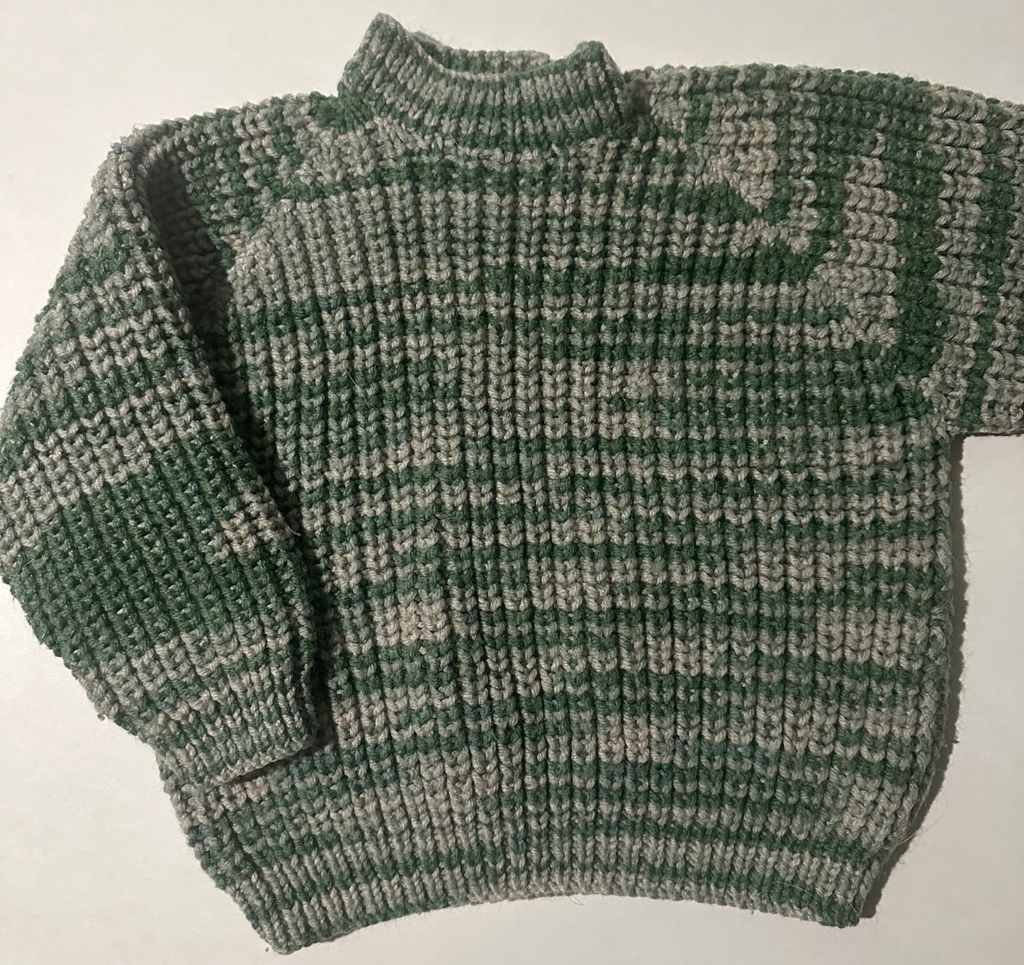 Handmade, Green and Grey Sweater - 12-24 Months