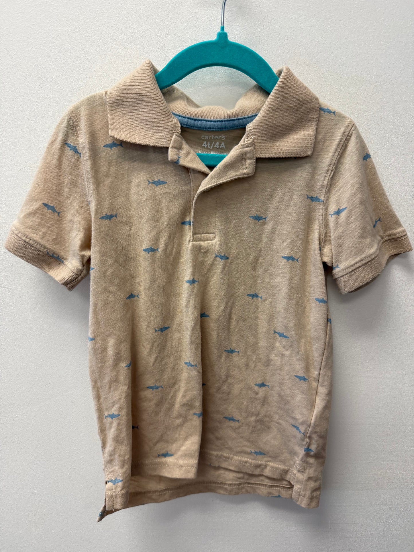 CARTERS COLLARED SHARK SHIRT SIZE 4T