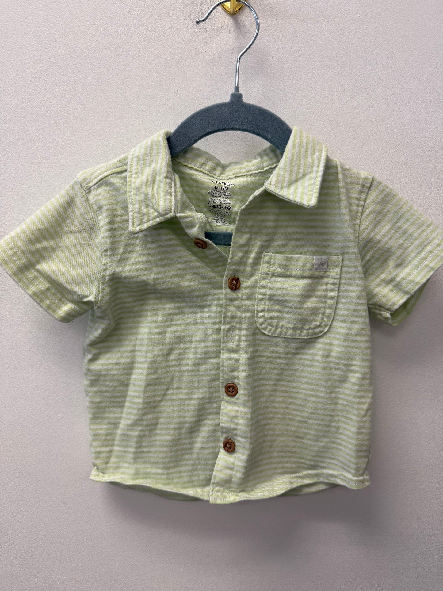 GEORGE GREEN STRIPPED BUTTON UP SIZE 12-18M
