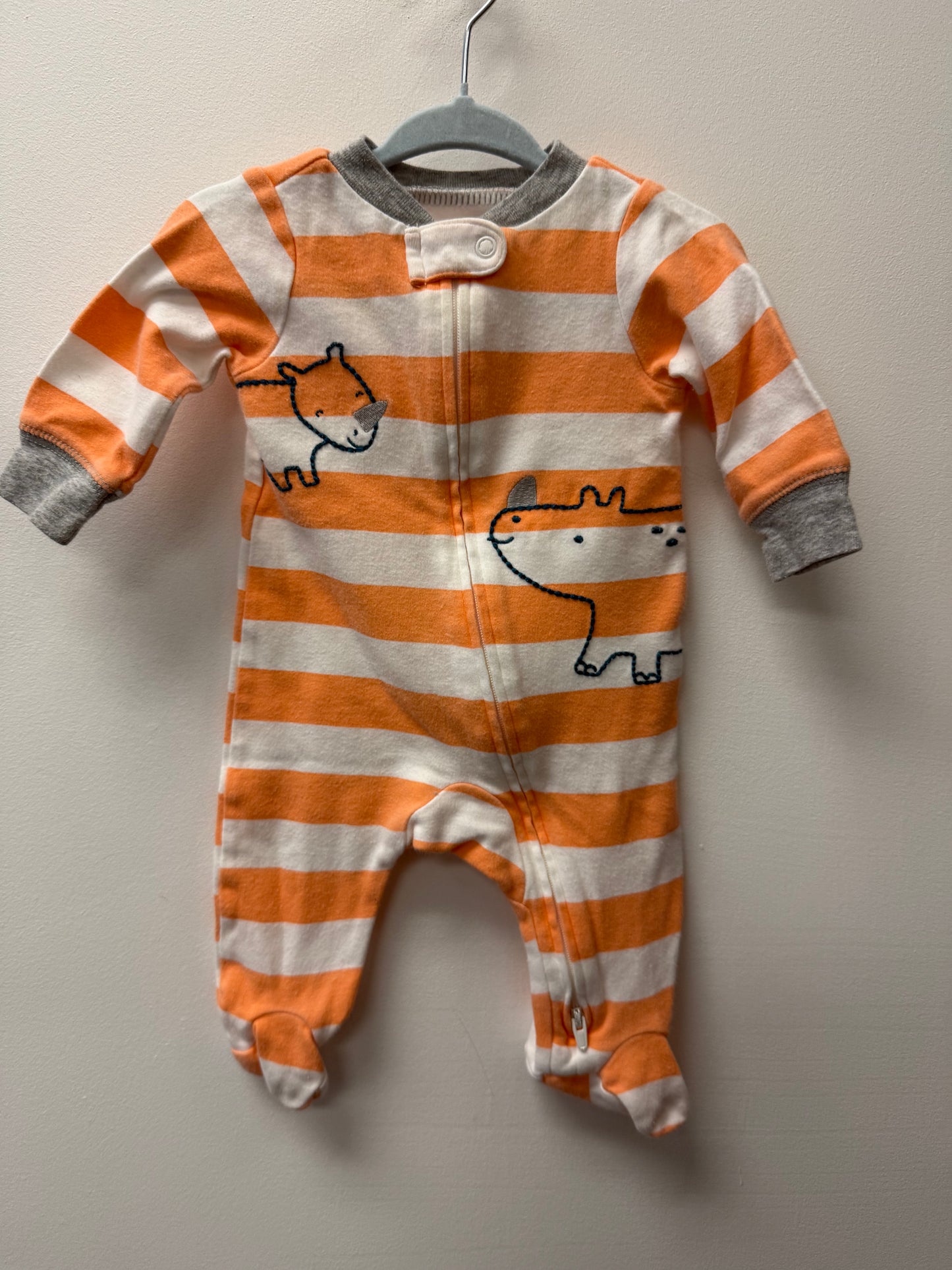 CARTERS ORANGE STRIPPED SLEEPER SIZE 3M