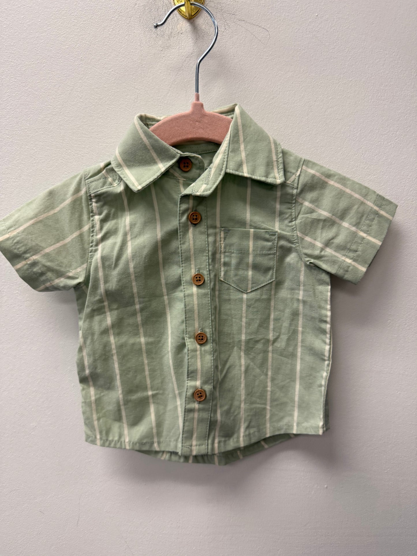 CARTERS NEWBORN GREEN DRESS SHIRT