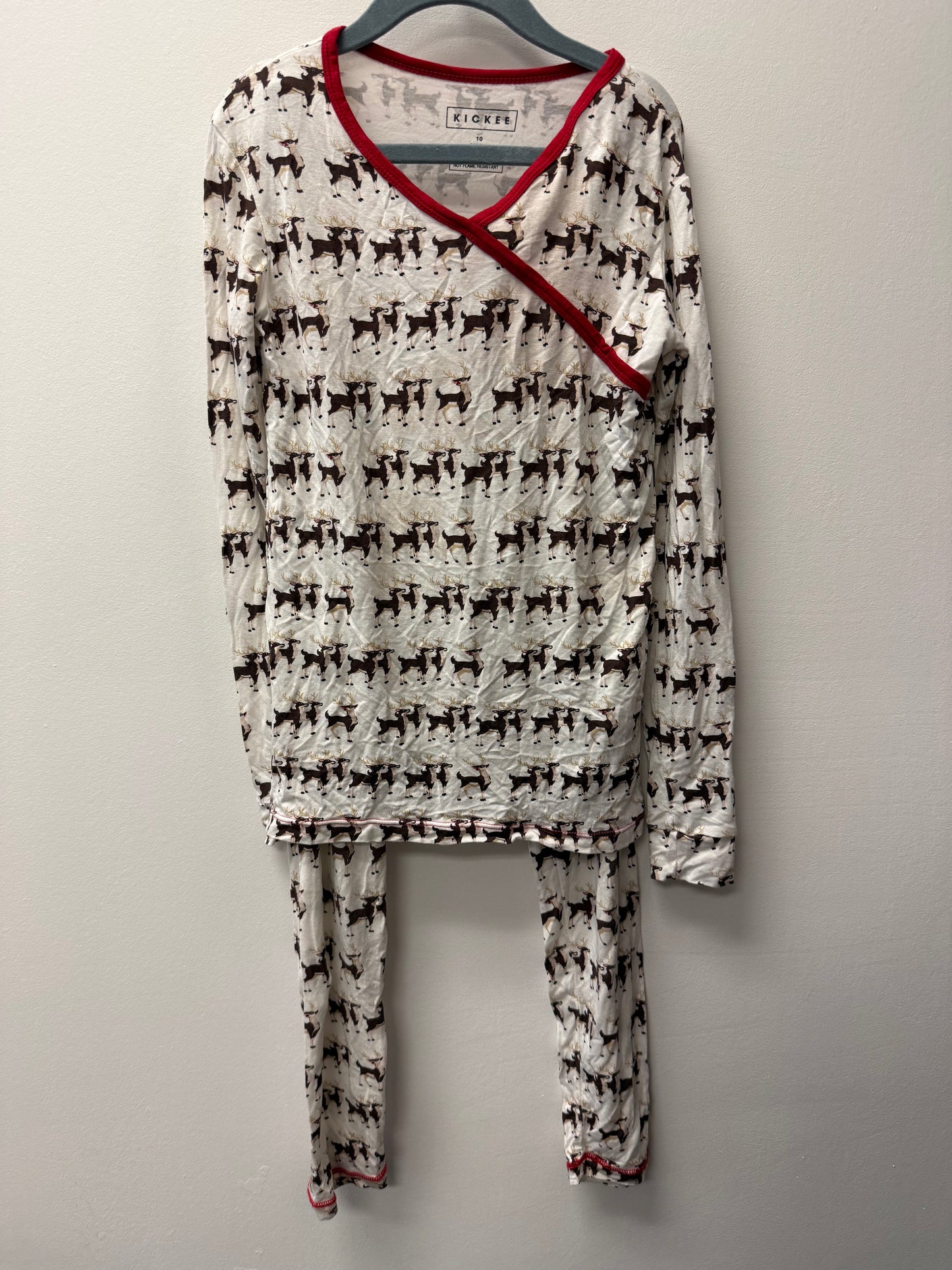KICKEE PANTS DEER BAMBOO PJ'S SIZE 10