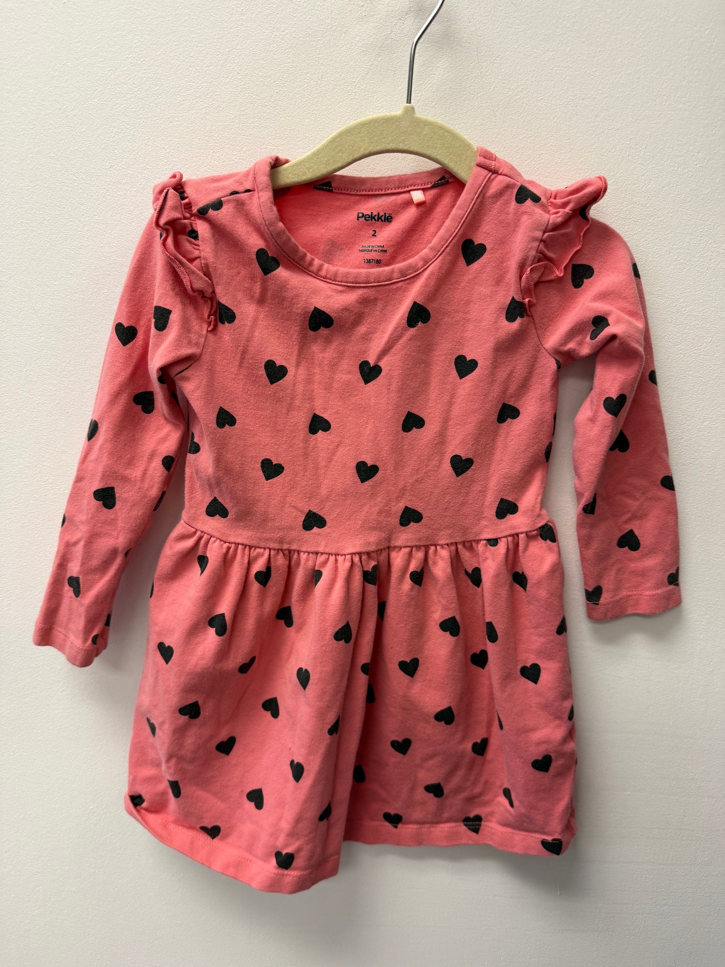 PEKKLE HEART LONG SLEEVE DRESS SIZE 2T