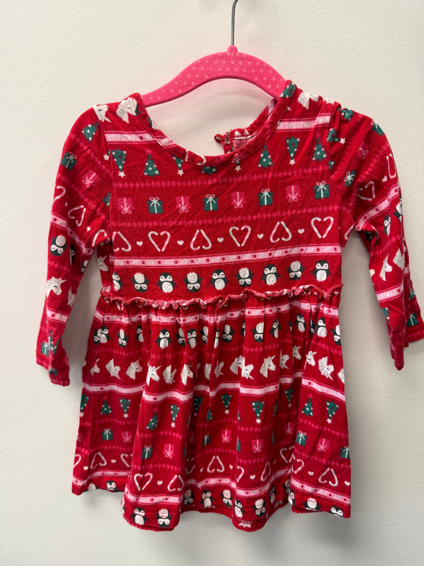 GEORGE RED PENGUIN DRESS SIZEW 18-24M