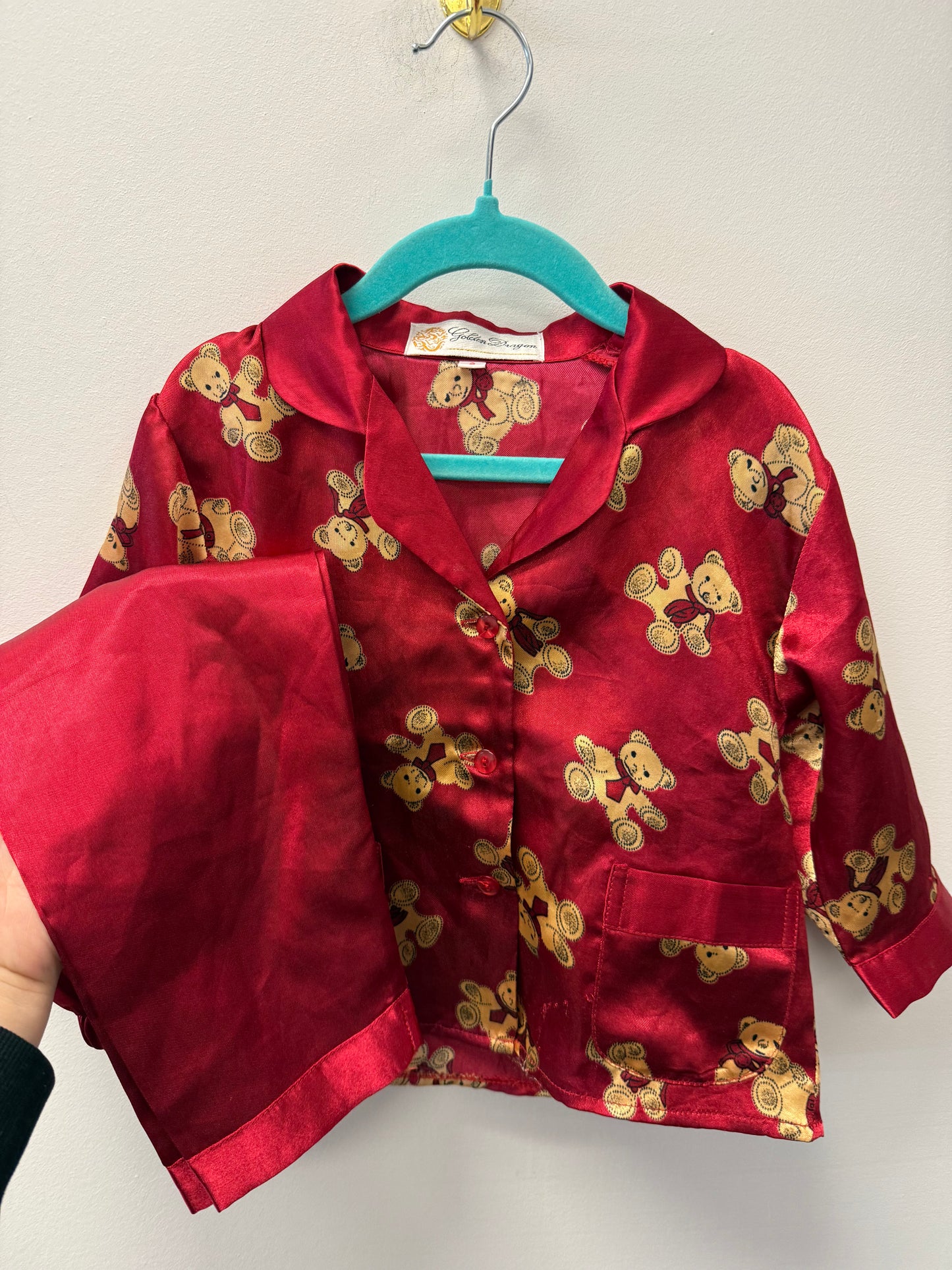 GOLDEN DRAGON SILK BEAR PJ'S SIZE 2T