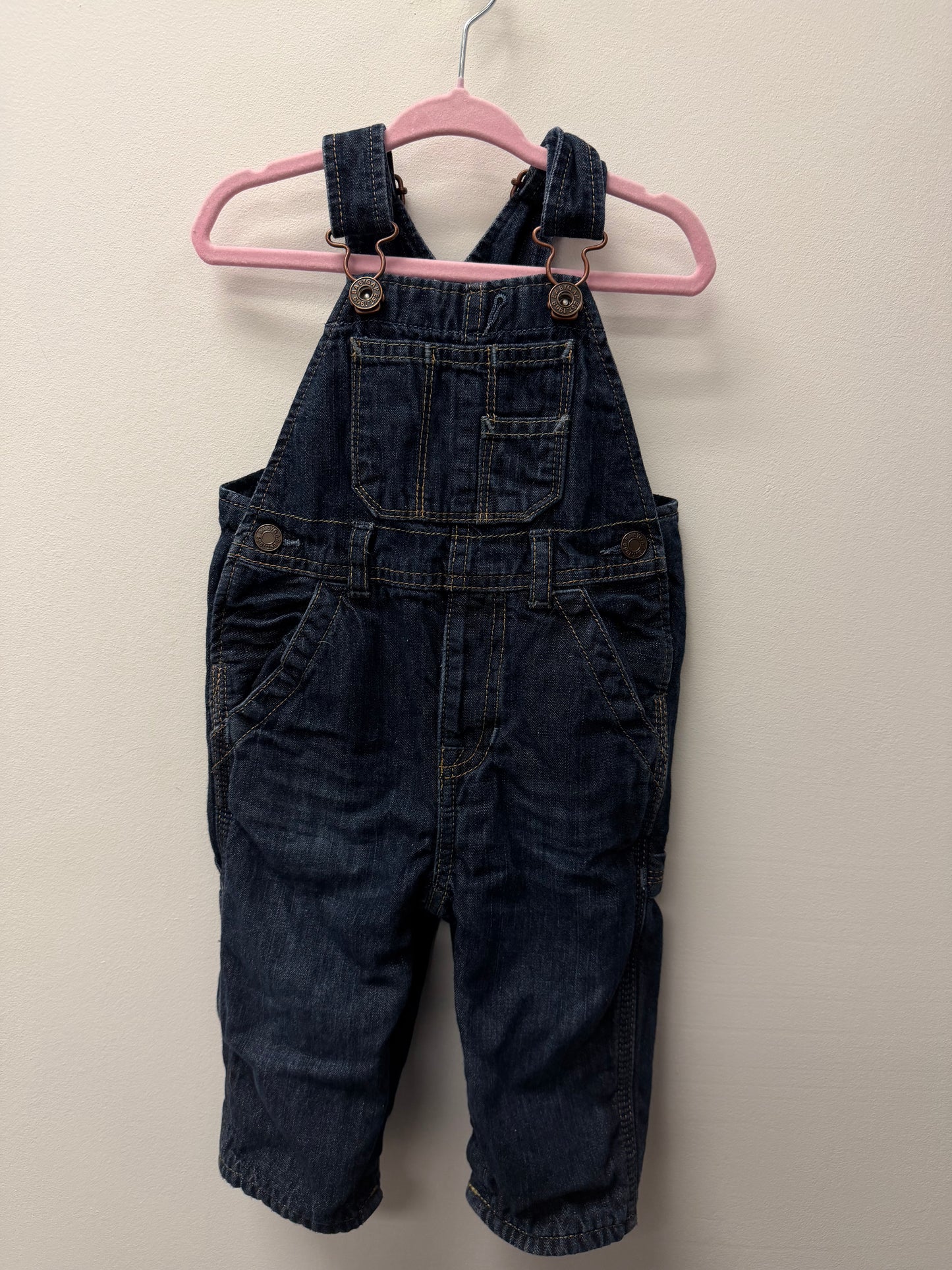BABY GAP LINED DENIM OVERALLS SIZE 6-12M