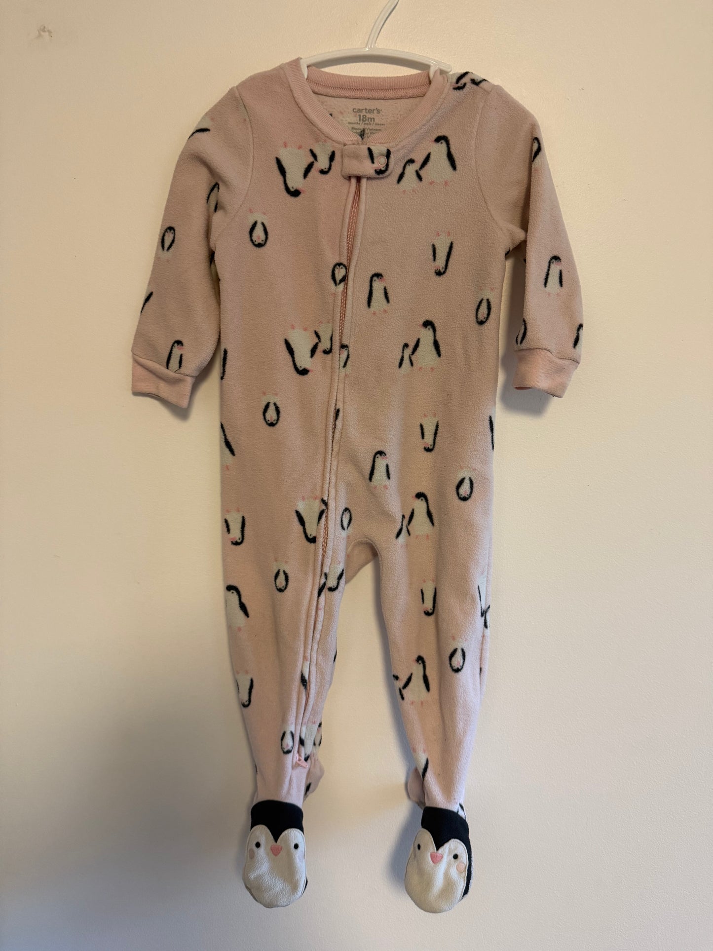 CARTERS FLEECE PENGUIN SLEEPER SIZE 18M