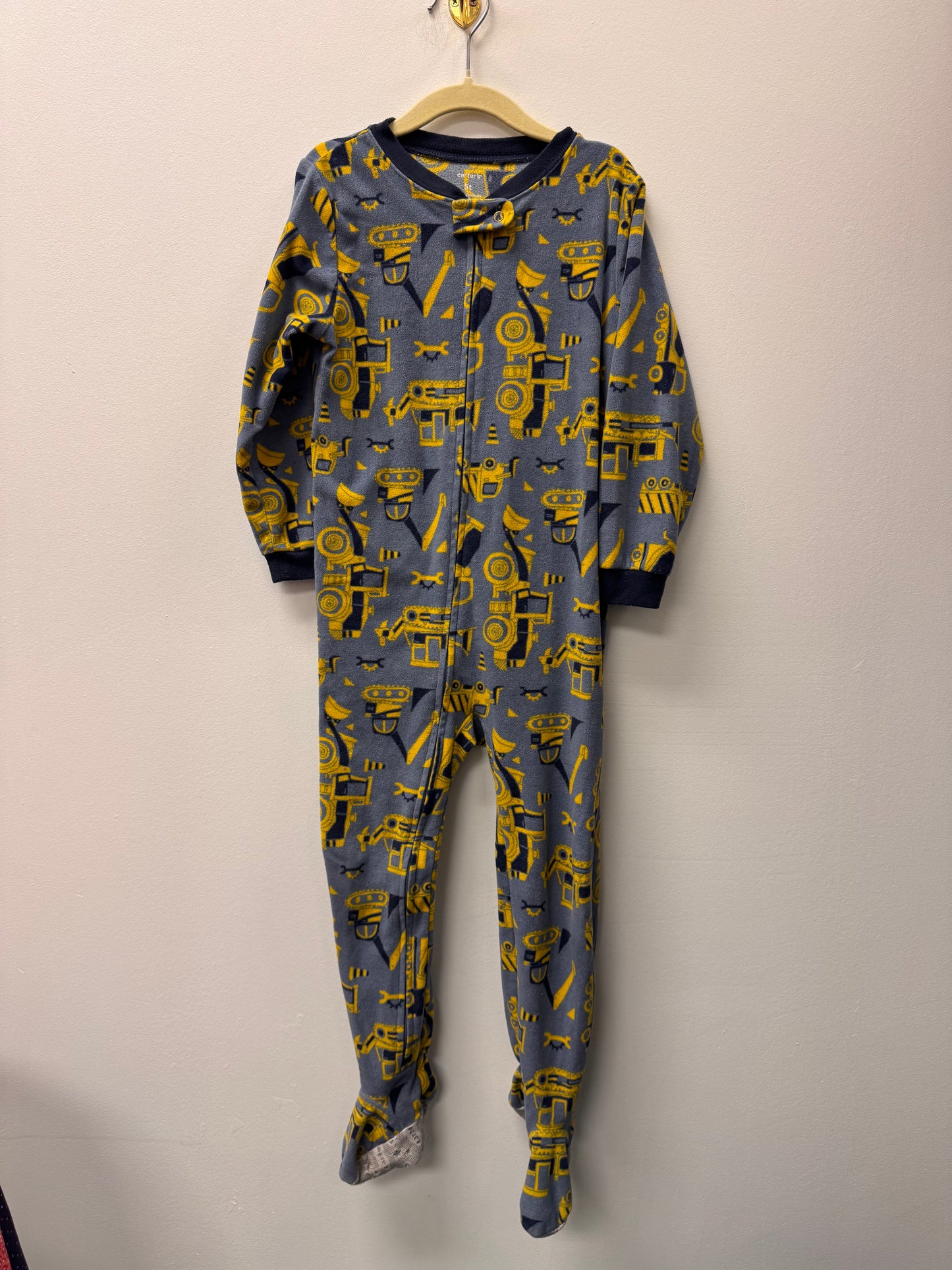 CARTERS FLEECE GREY CONSTRUCTION SLEEPER SIZE 5T