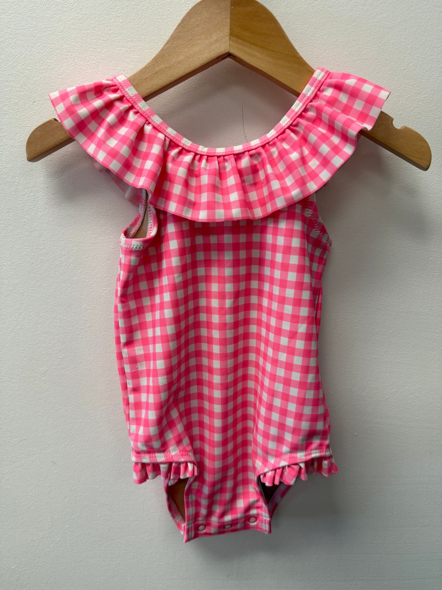 OLD NAVY PINK GINGHAM BATHING SUIT SIZE 12-18M