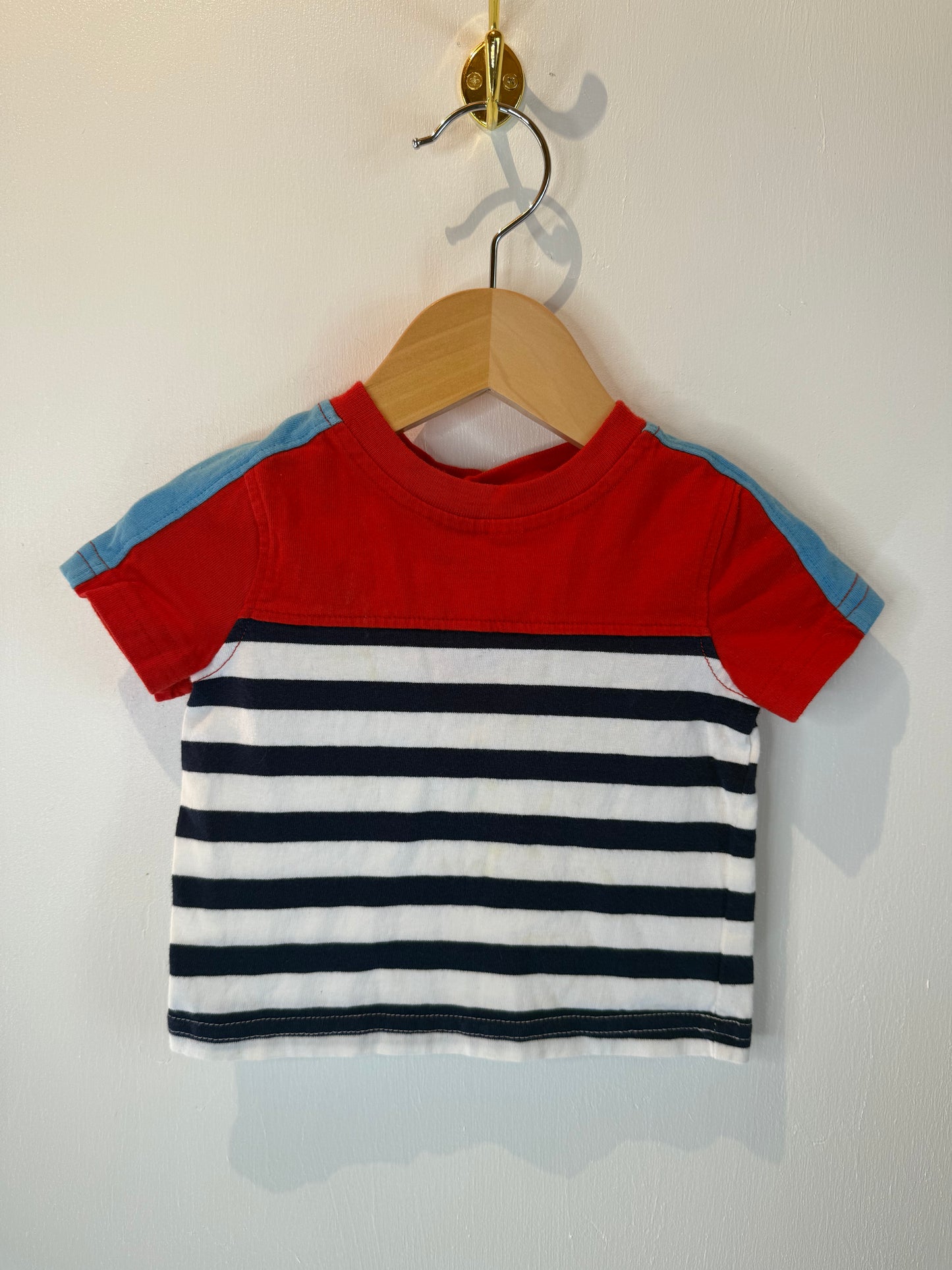 BT KIDS VINTAGE RED AND BLUE SHIRT 6-9M
