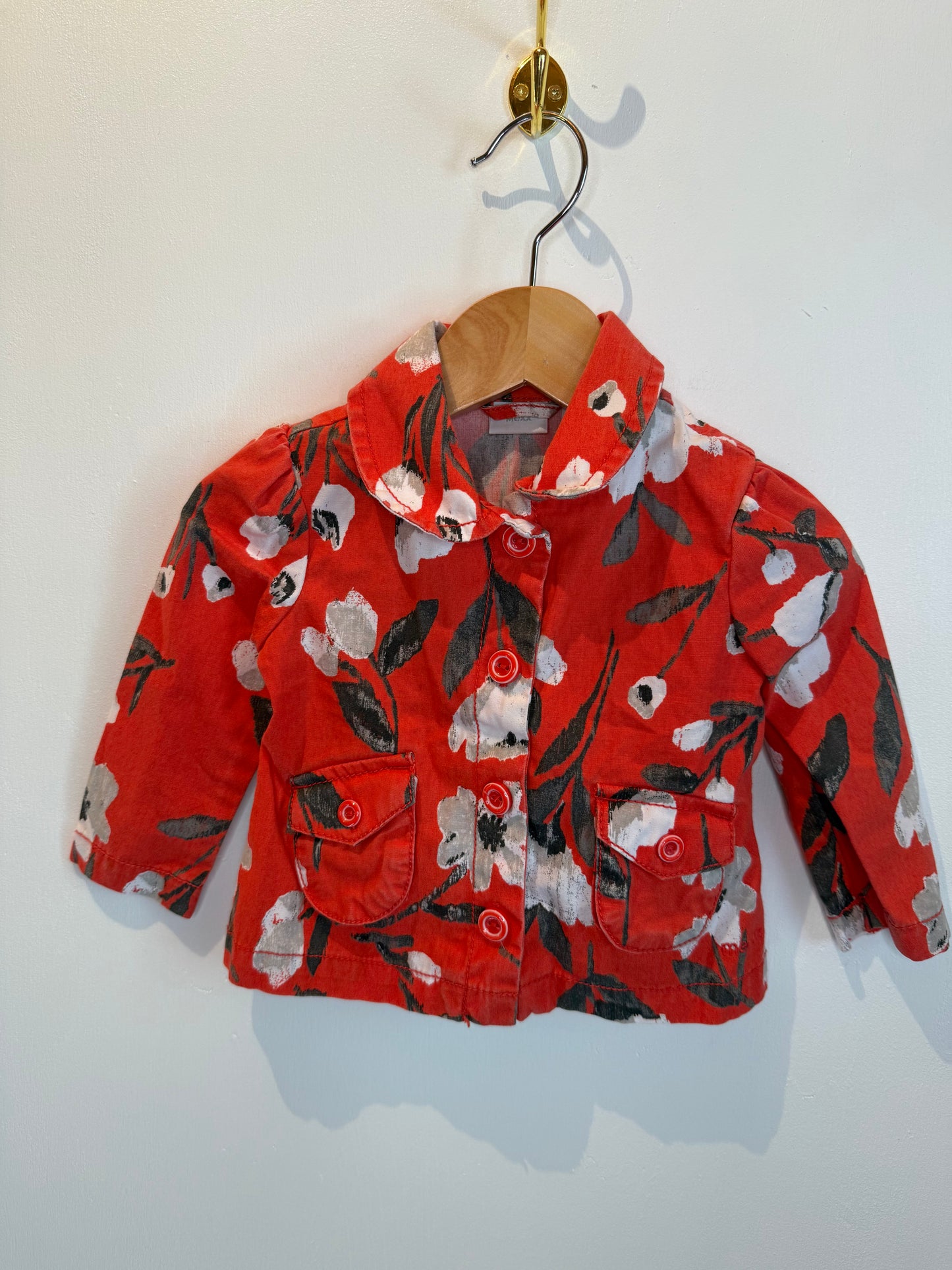 MEXX RED FLORAL COAT 6-9M
