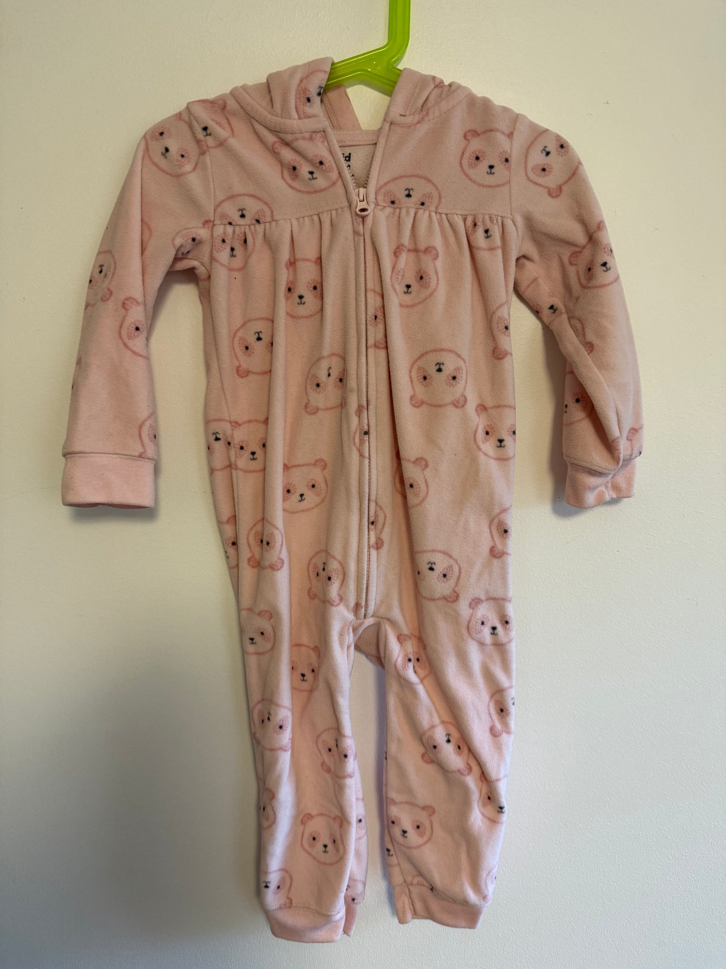 CARTERS FLEECE BEAR HOODED ONE PIECE SIZE 24M