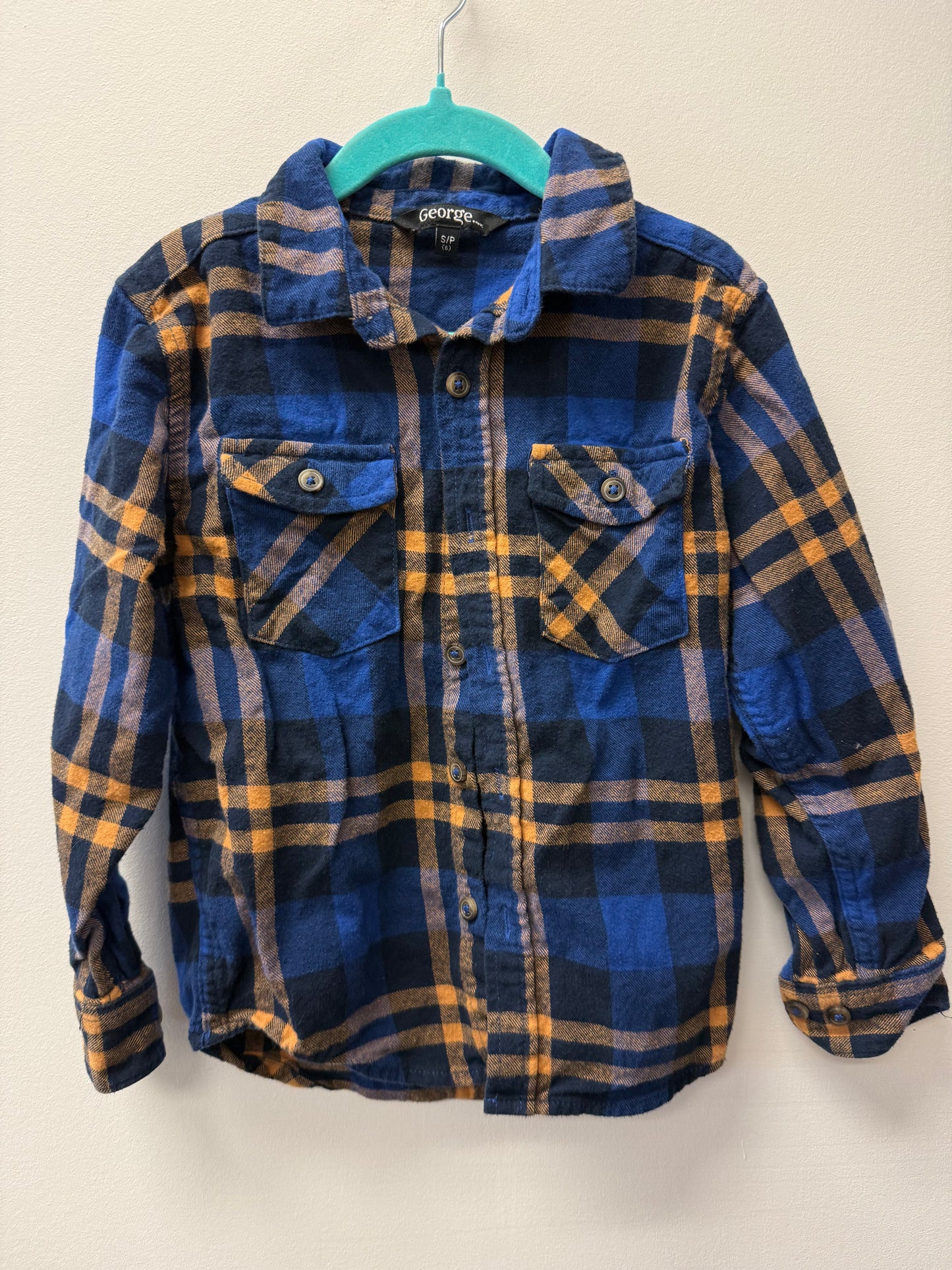 GEORGE BLUE & ORANGE PLAID SIZE 6
