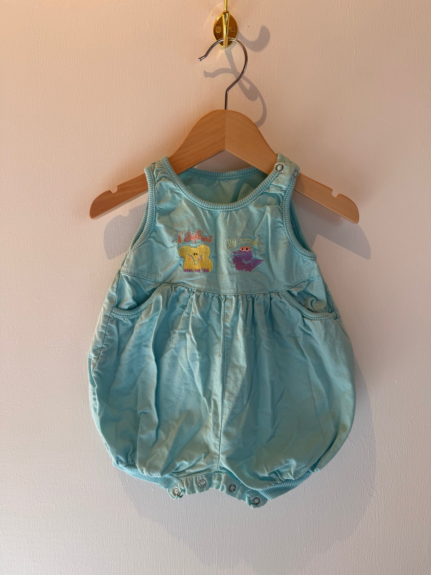 VINTAGE 3 POMMES BLUE ROMPER 6M