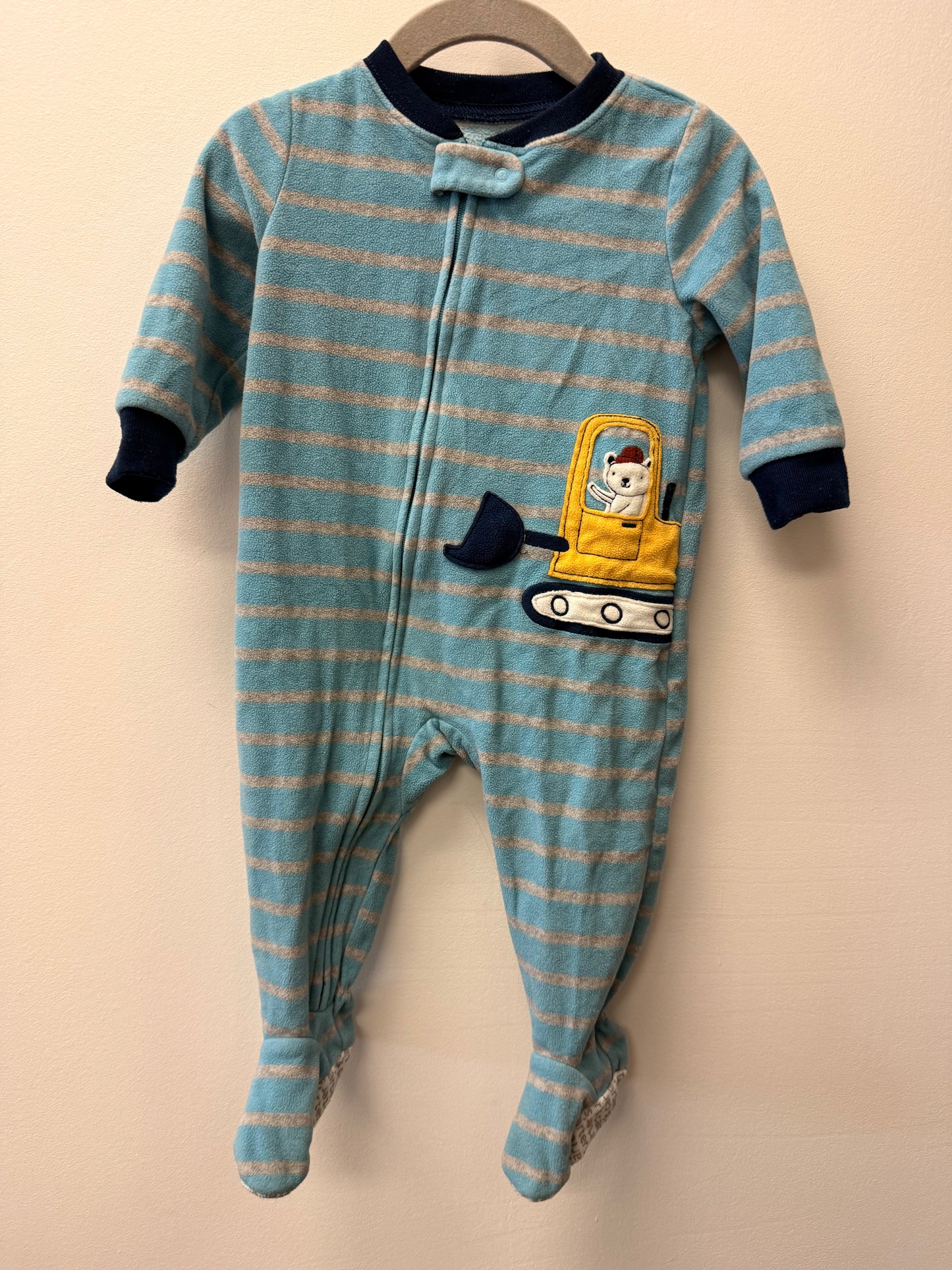 CARTERS FLEECE BLUE STRIPPED SLEEPER SIZE 9M