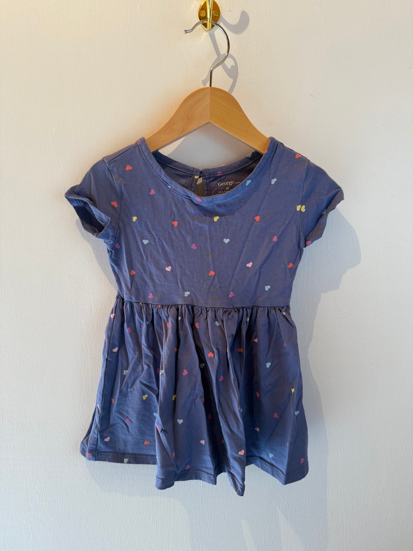 GEORGE BLUE HEARTS DRESS 2T