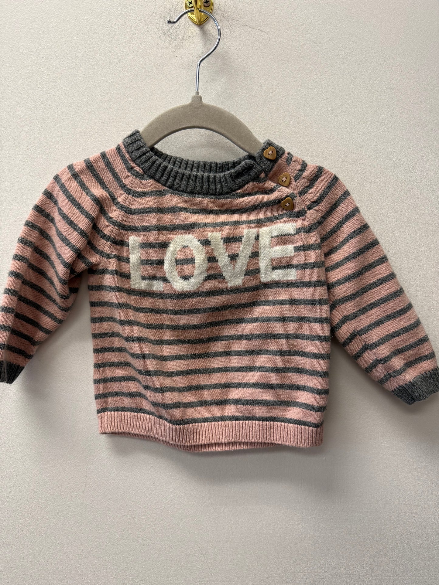 H&M "LOVE" KNIT SWEATER SIZE 4-6M