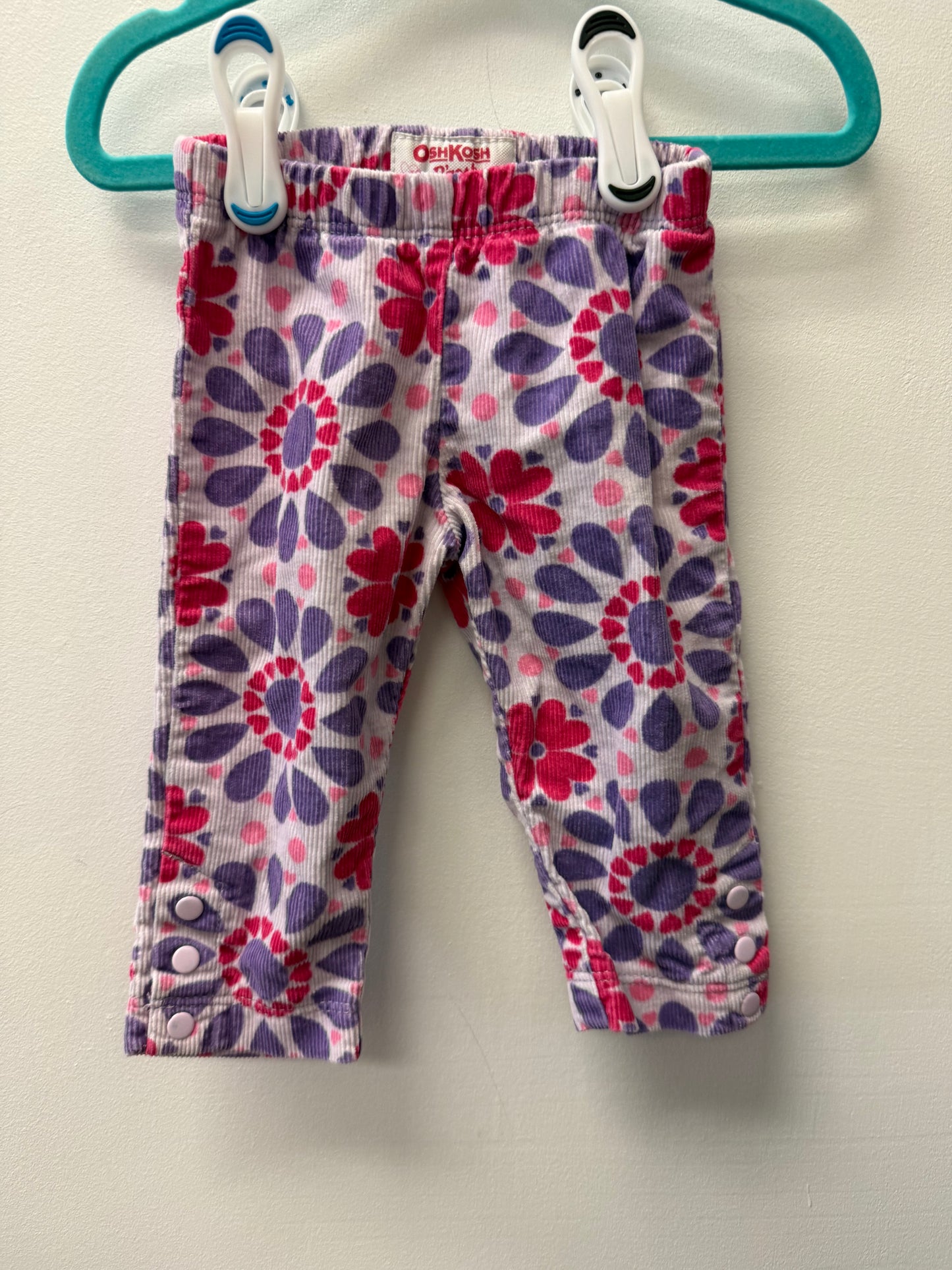 OSHKOSH CORDAROY FLORAL PANTS SIZE 6M
