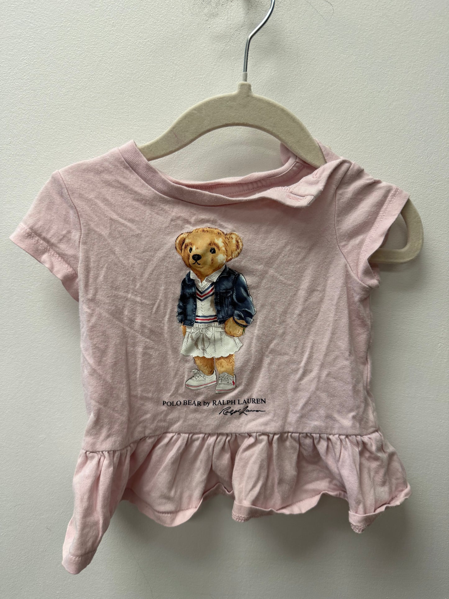 RAPLH LAUREN PINK BEAR SHIRT SIZE 9M