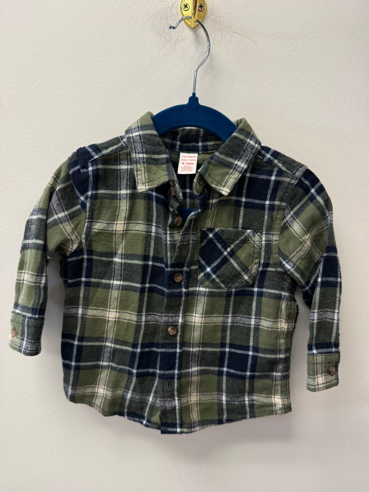 JOE FRESH GREEN PLAID SIZE 6-12M