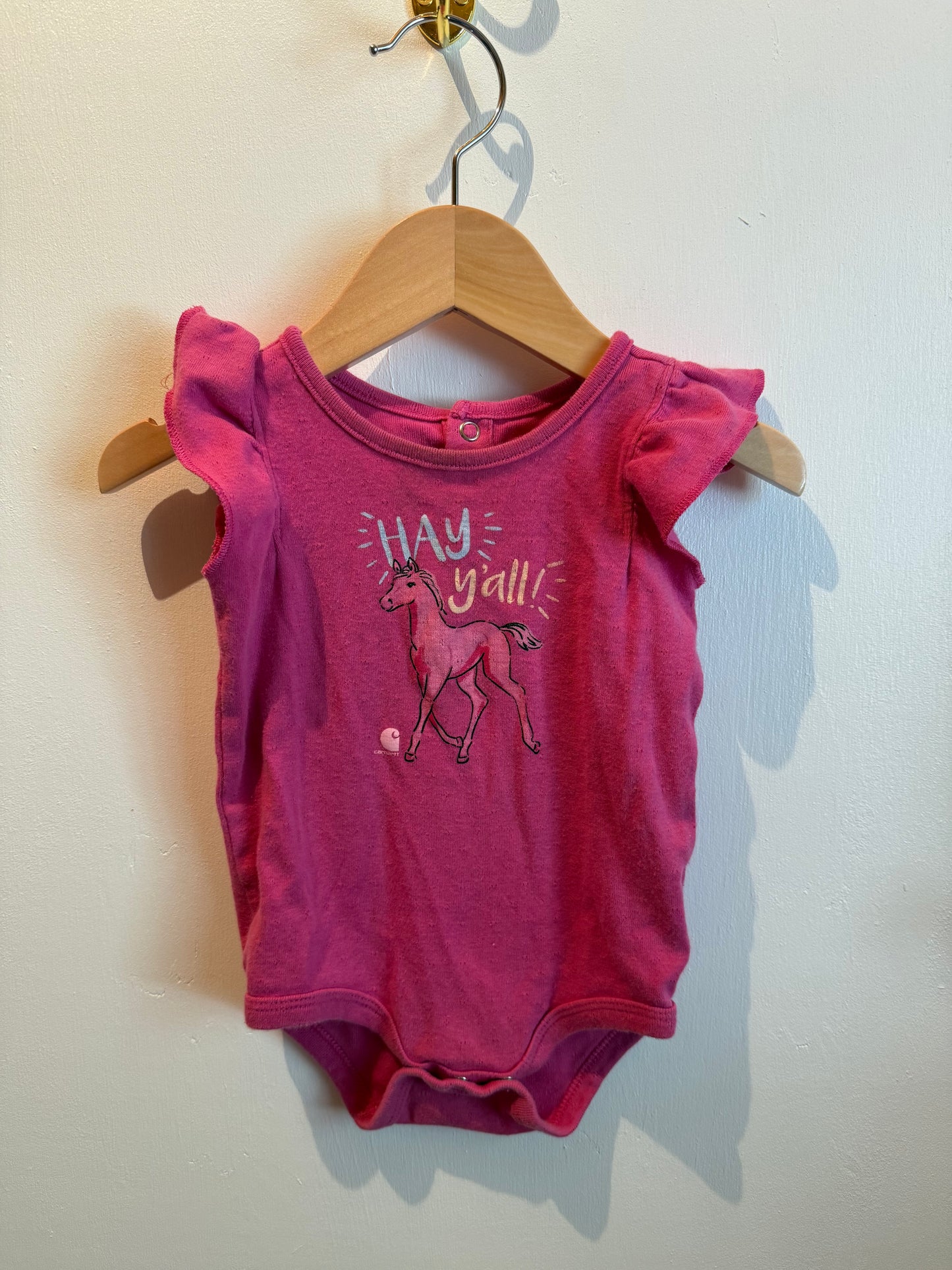 CARHARTT PINK HORSE ONESIE 9M