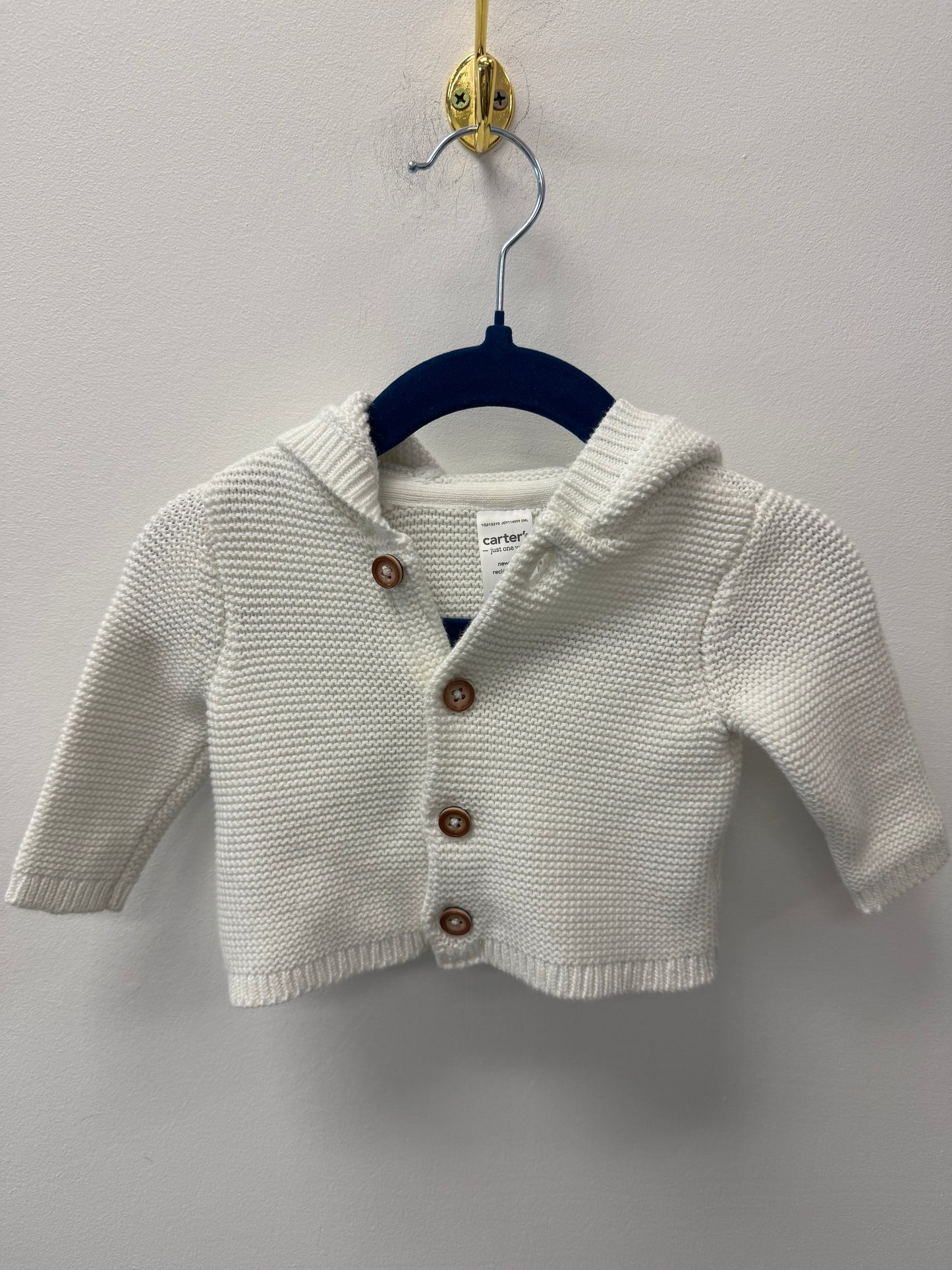 CARTERS WHITE KNIT SWEATER SIZE NEWBORN