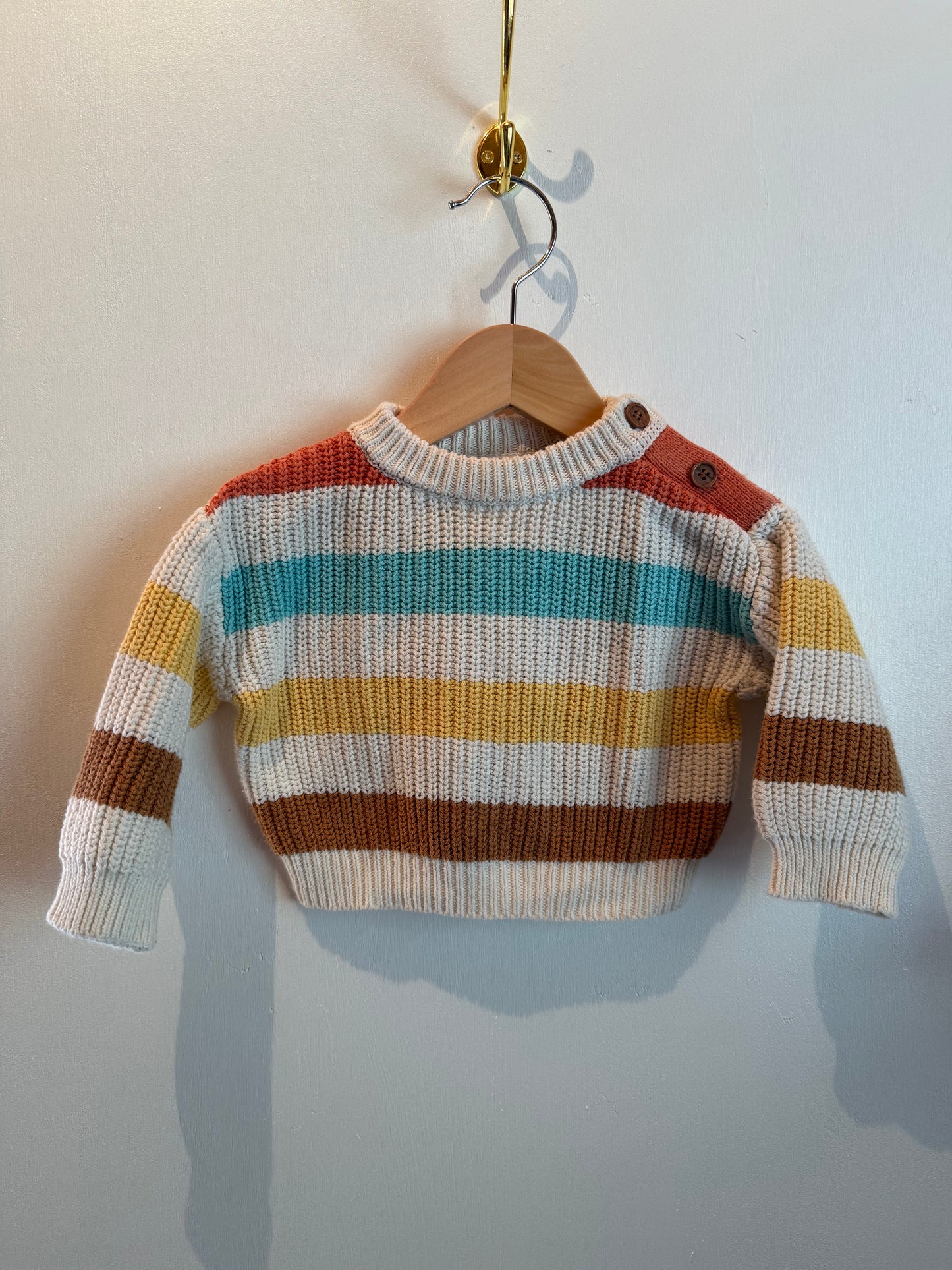 INDIGO BABY KNIT STRIPPED SWEATER 6-12M