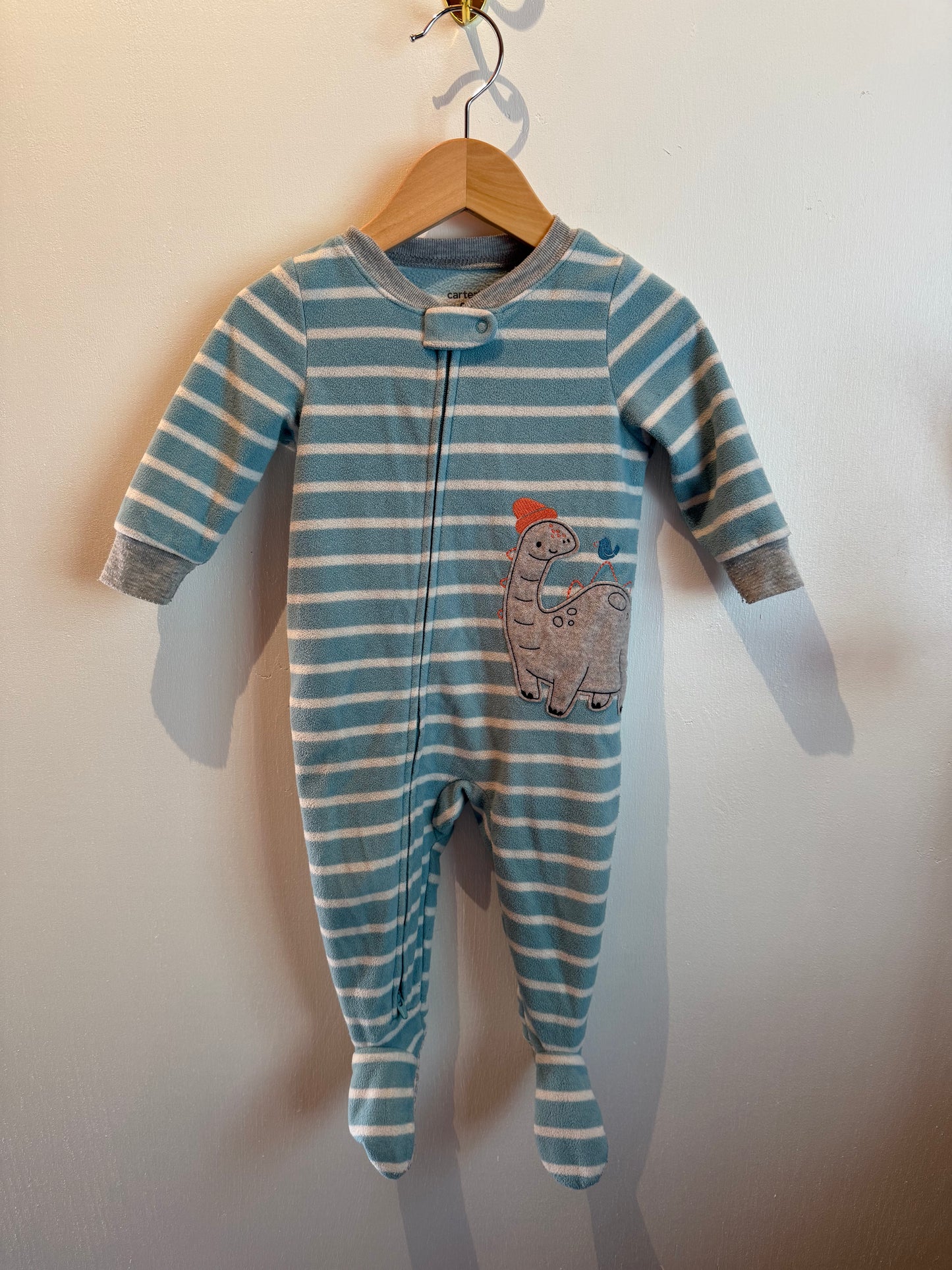 CARTERS BLUE FLEECE DINO SLEEPER 9M