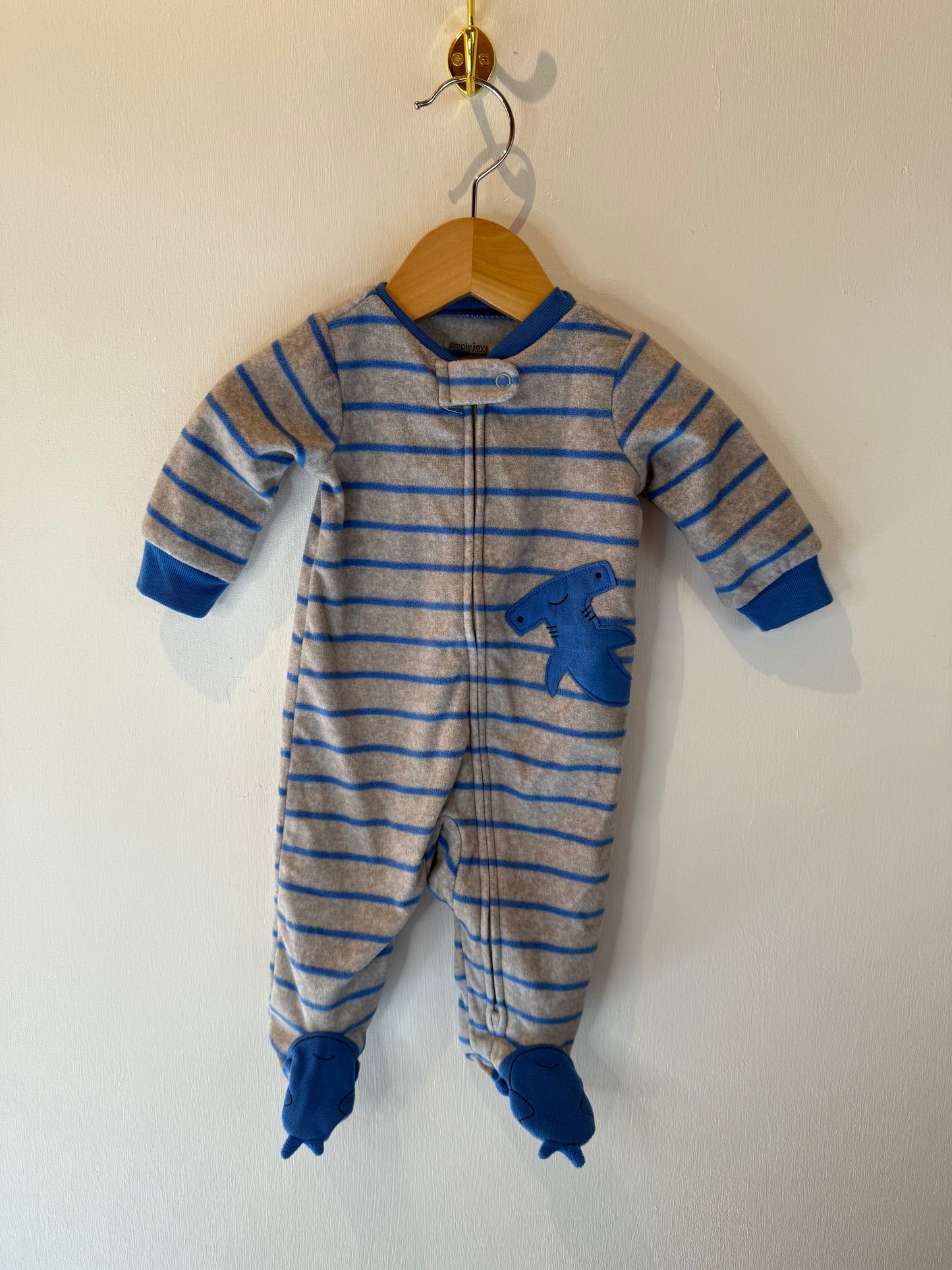 SIMPLE JOYS FLEECE SHARK SLEEPER 0-3M