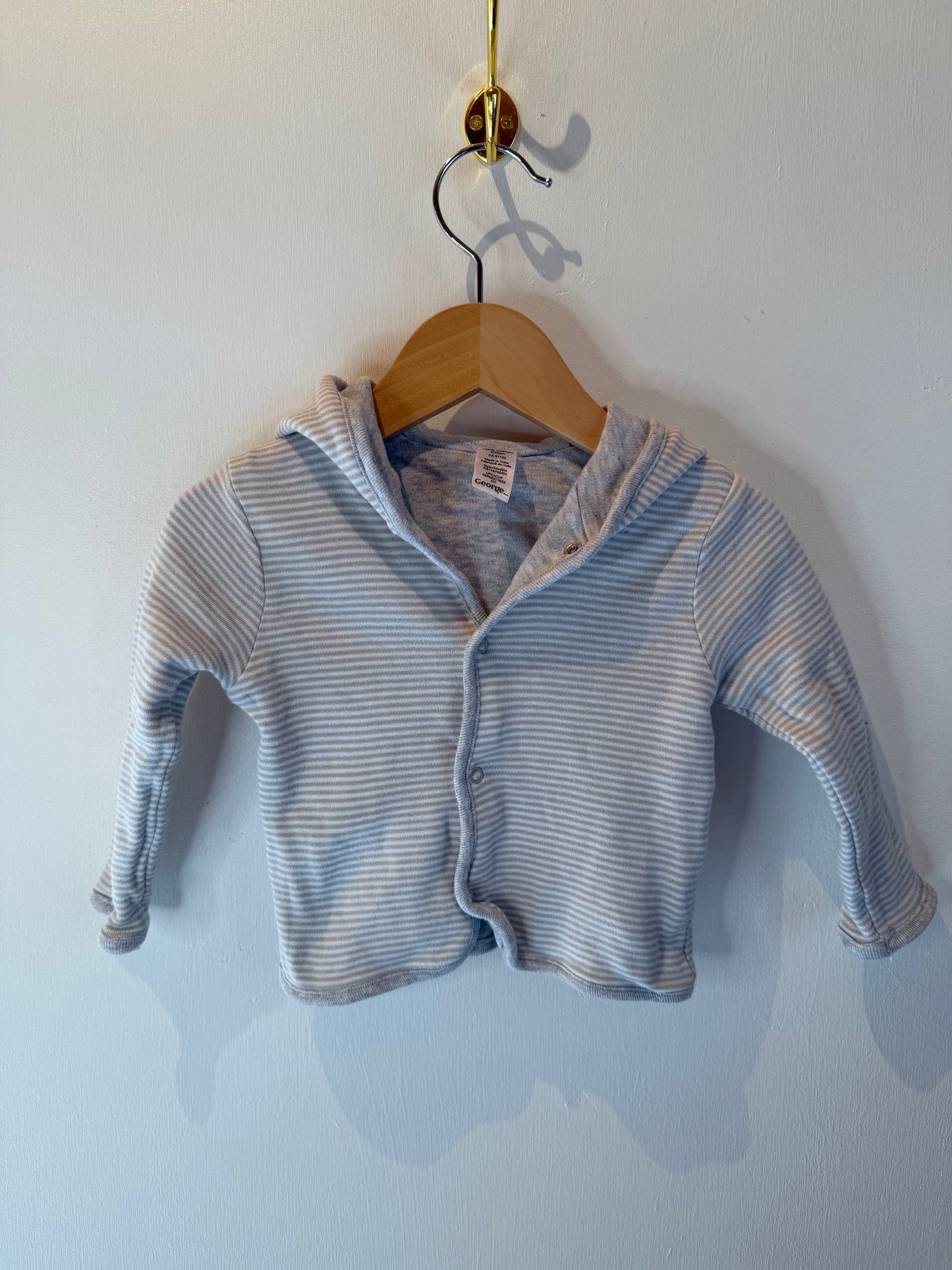 GEORGE STRIPPED BUTTON UP SWEATER 6-12M