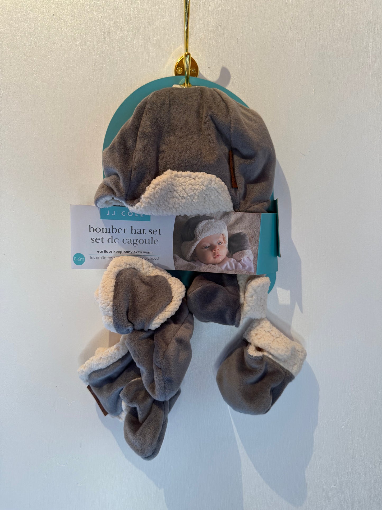 JJ COLE NEW BOMBER HAT SET 0-6M