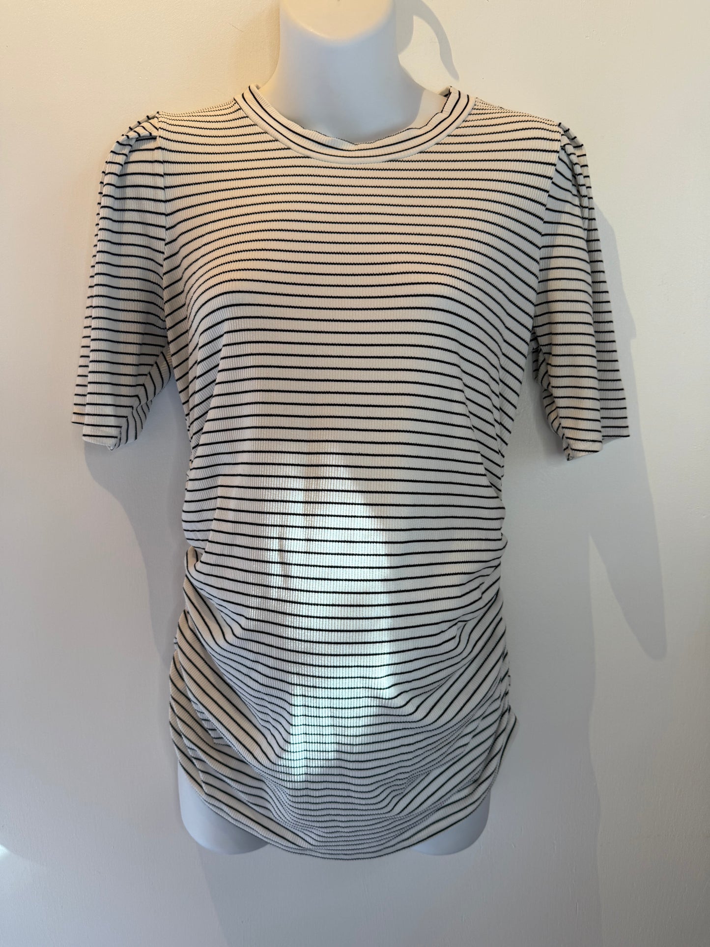 Hello Mia Maternity black & white stripped shirt size large