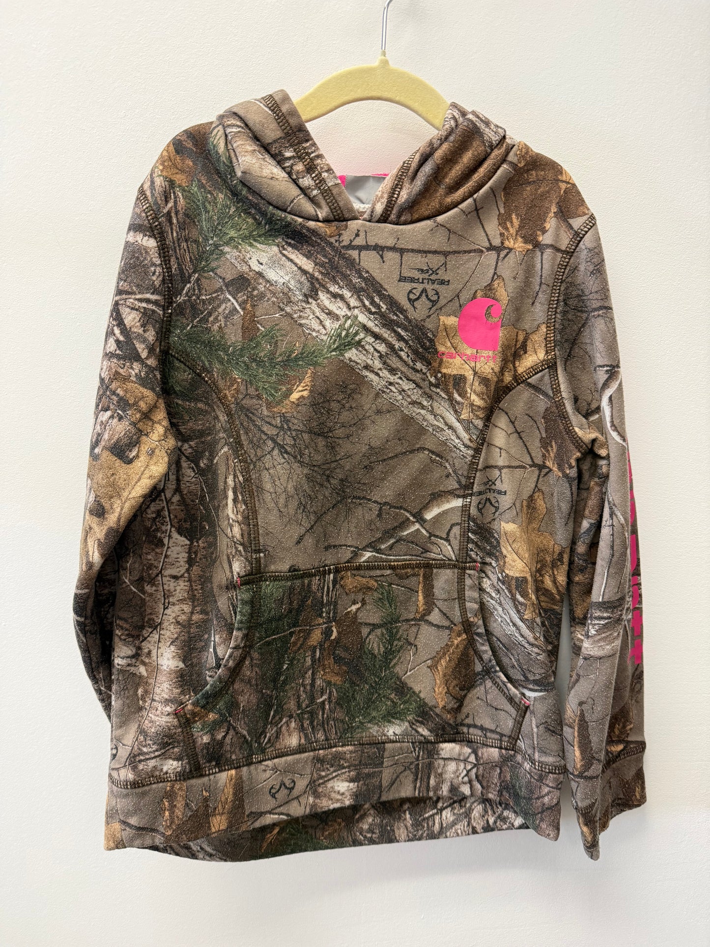 CARHARTT CAMO (PINK LETTERING) HOODIE SIZE 10