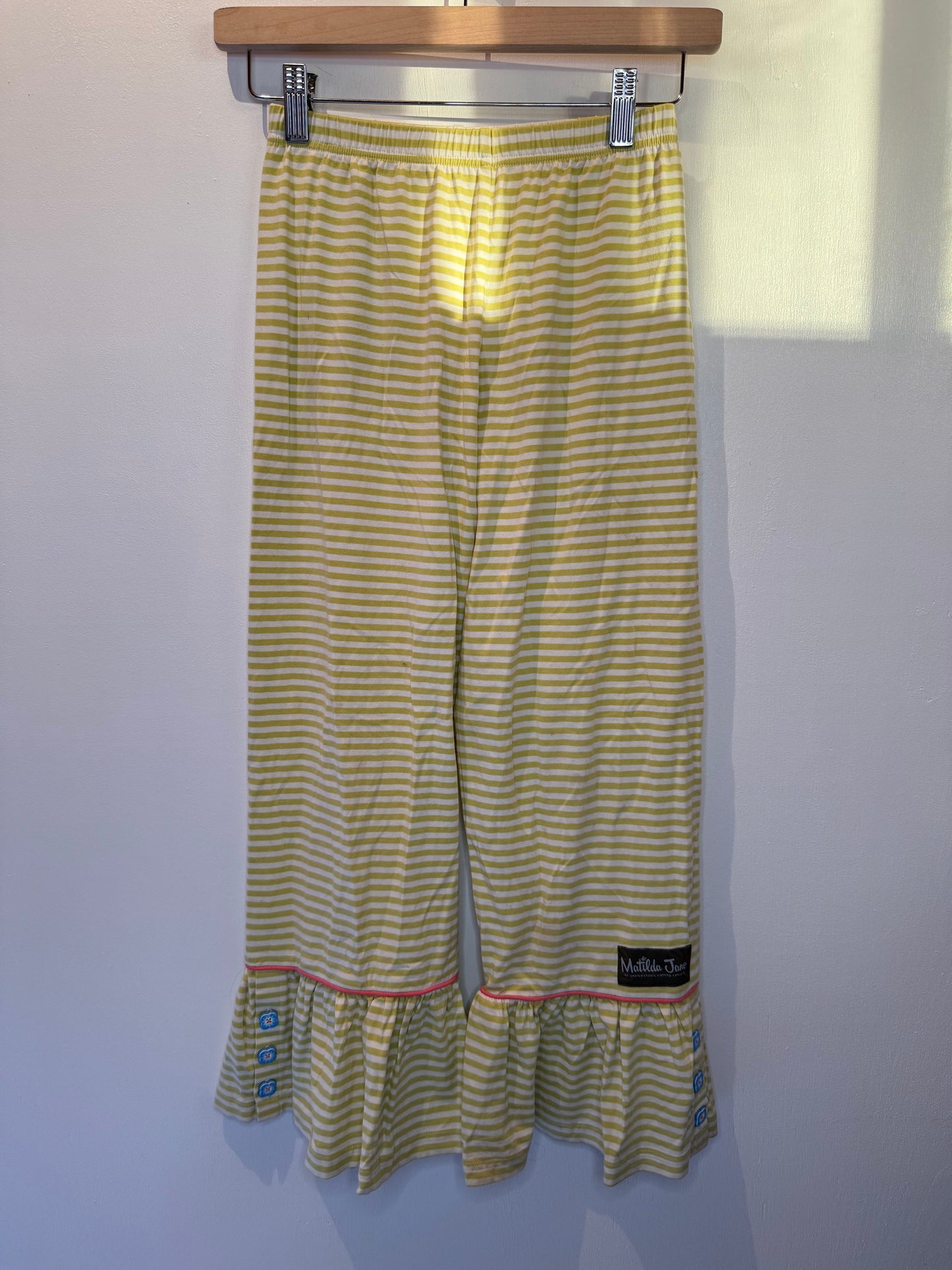 Matilda Jane green stripped flare pants with buttons size 10