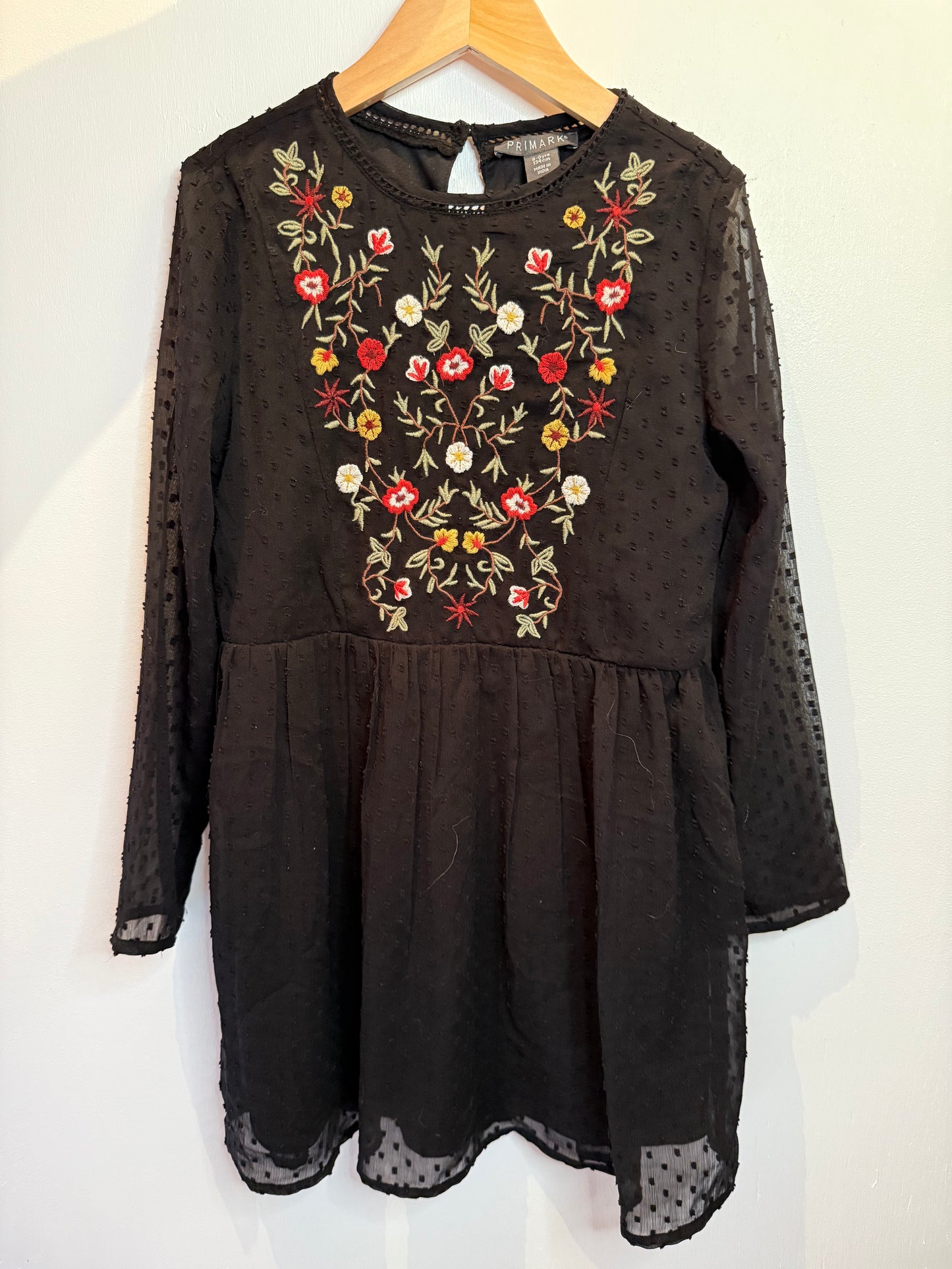 Primark black floral dress size 8-10