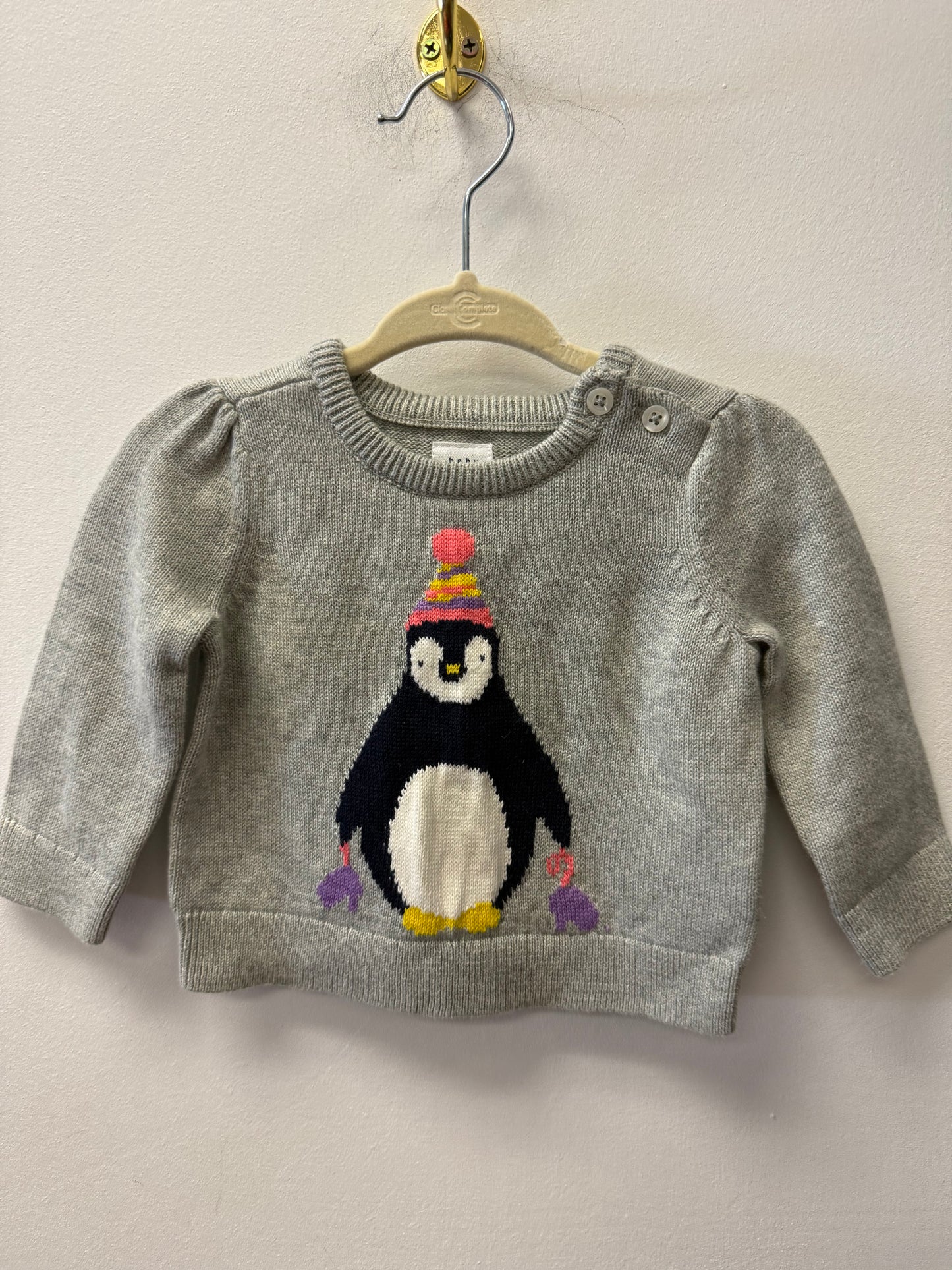 BABY GAP KNIT PENGUIN SWEATER SIZE 3-6M