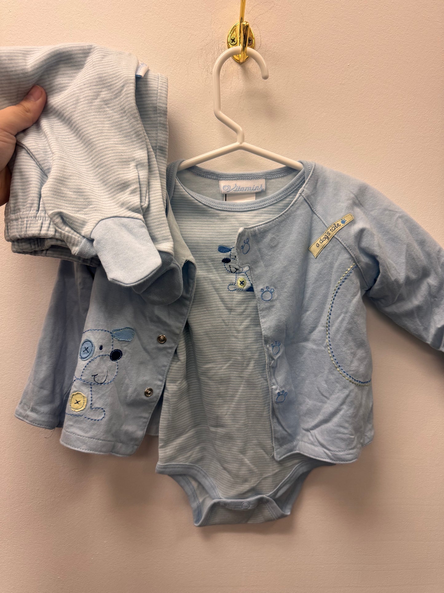 VINTAGE 3 PIECE DOG OUTFIT SIZE 6-9M