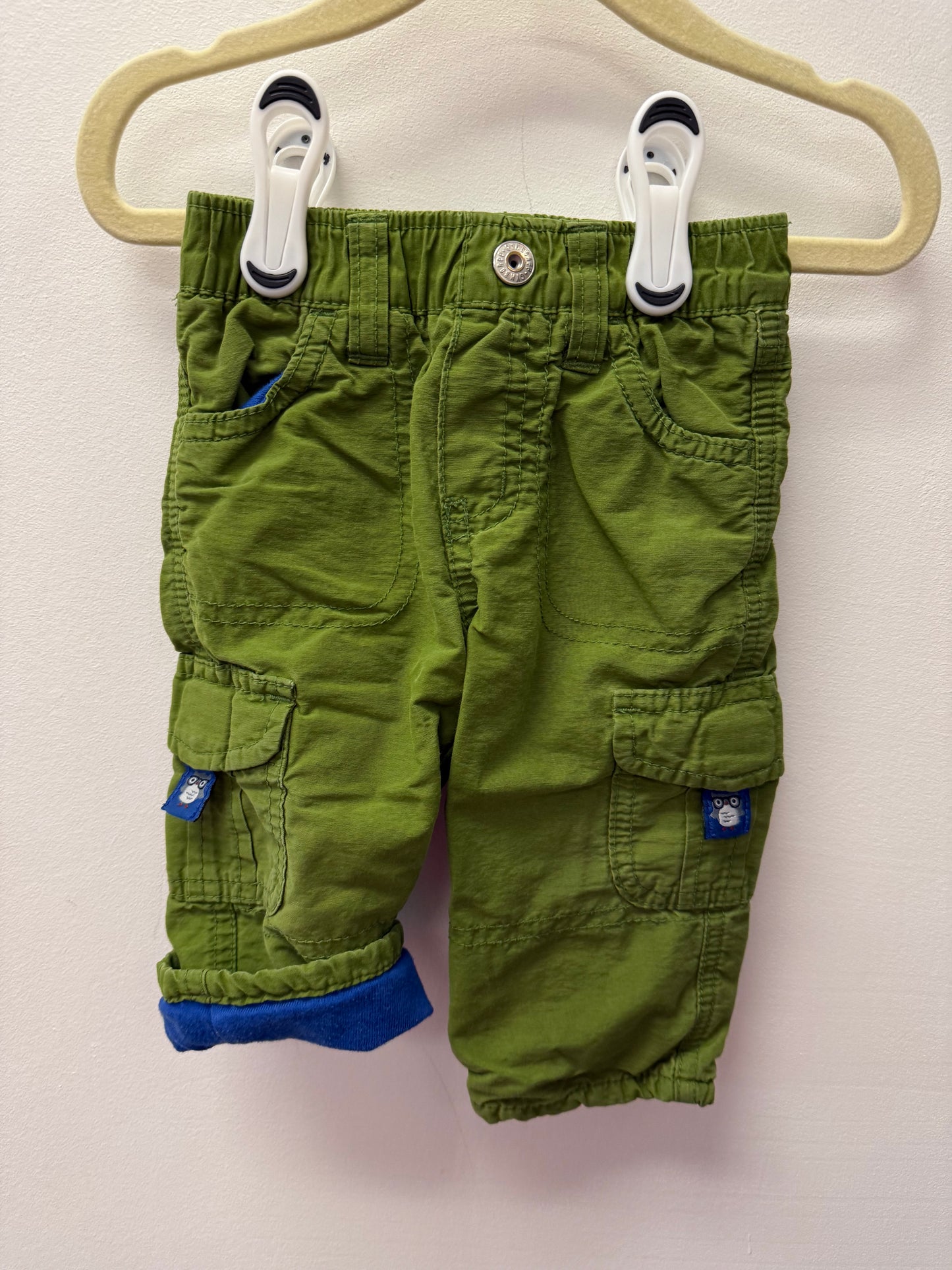 GYMBOREE LINED GREEN CARGO PANTS SIZE 6-12M