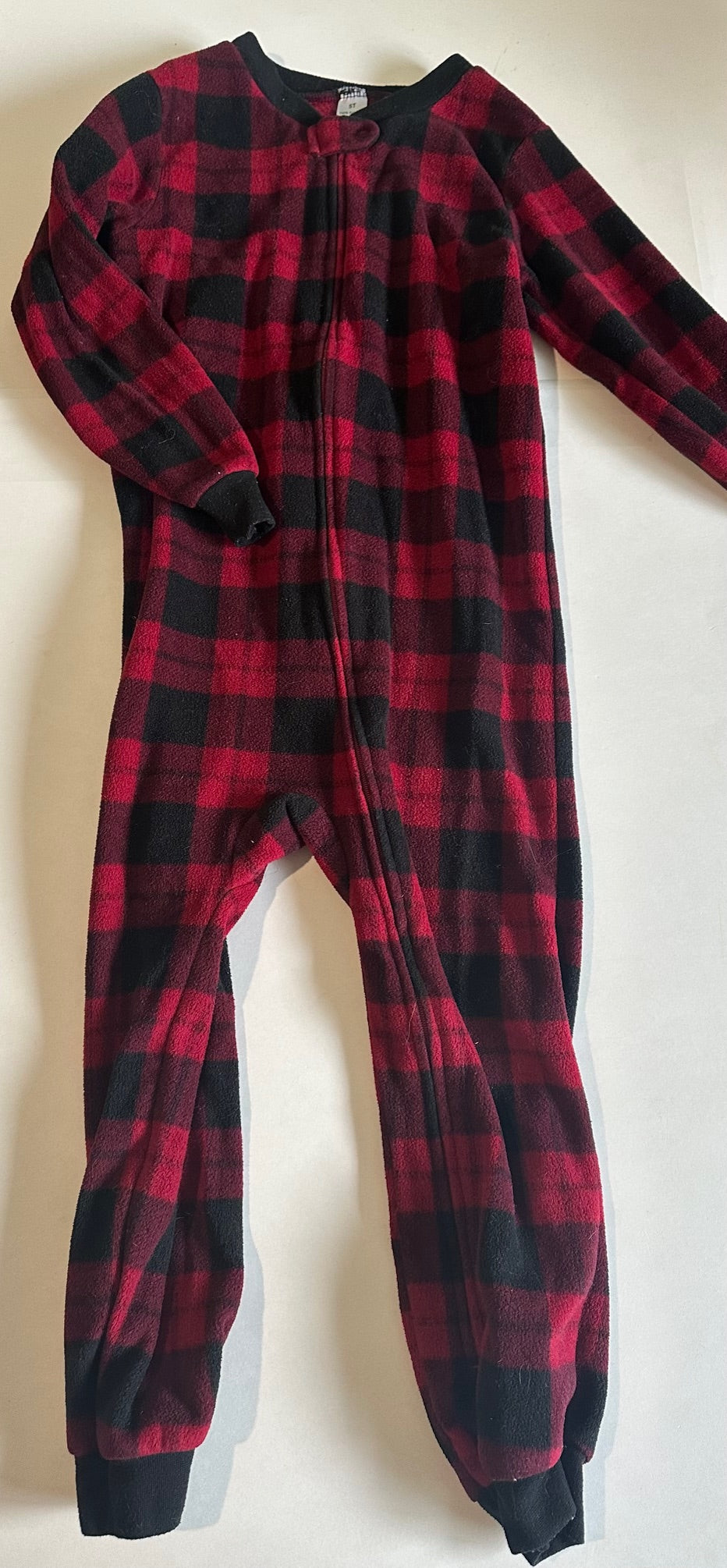 George, Fleece Red and Black Footless Sleeper - Size 5T