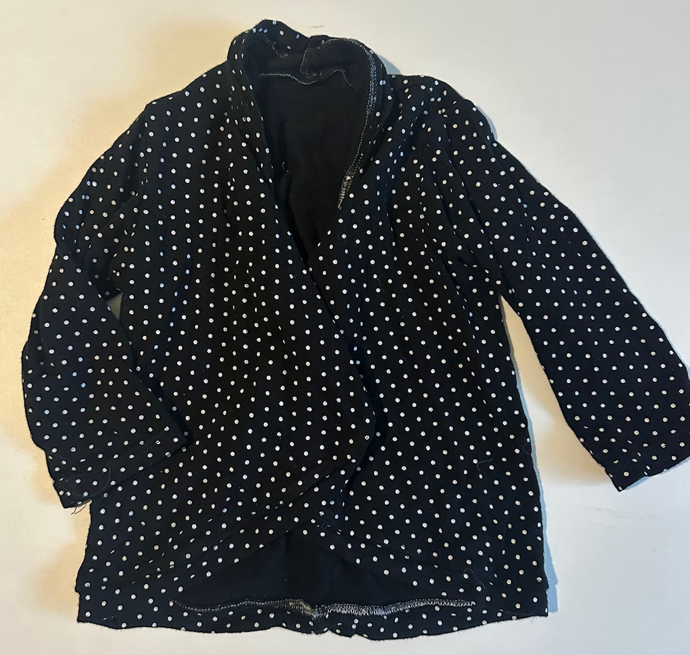 Unknown Brand, Bamboo-Feel Black Polka-Dot Open-Front Cardigan - 9-12 Months