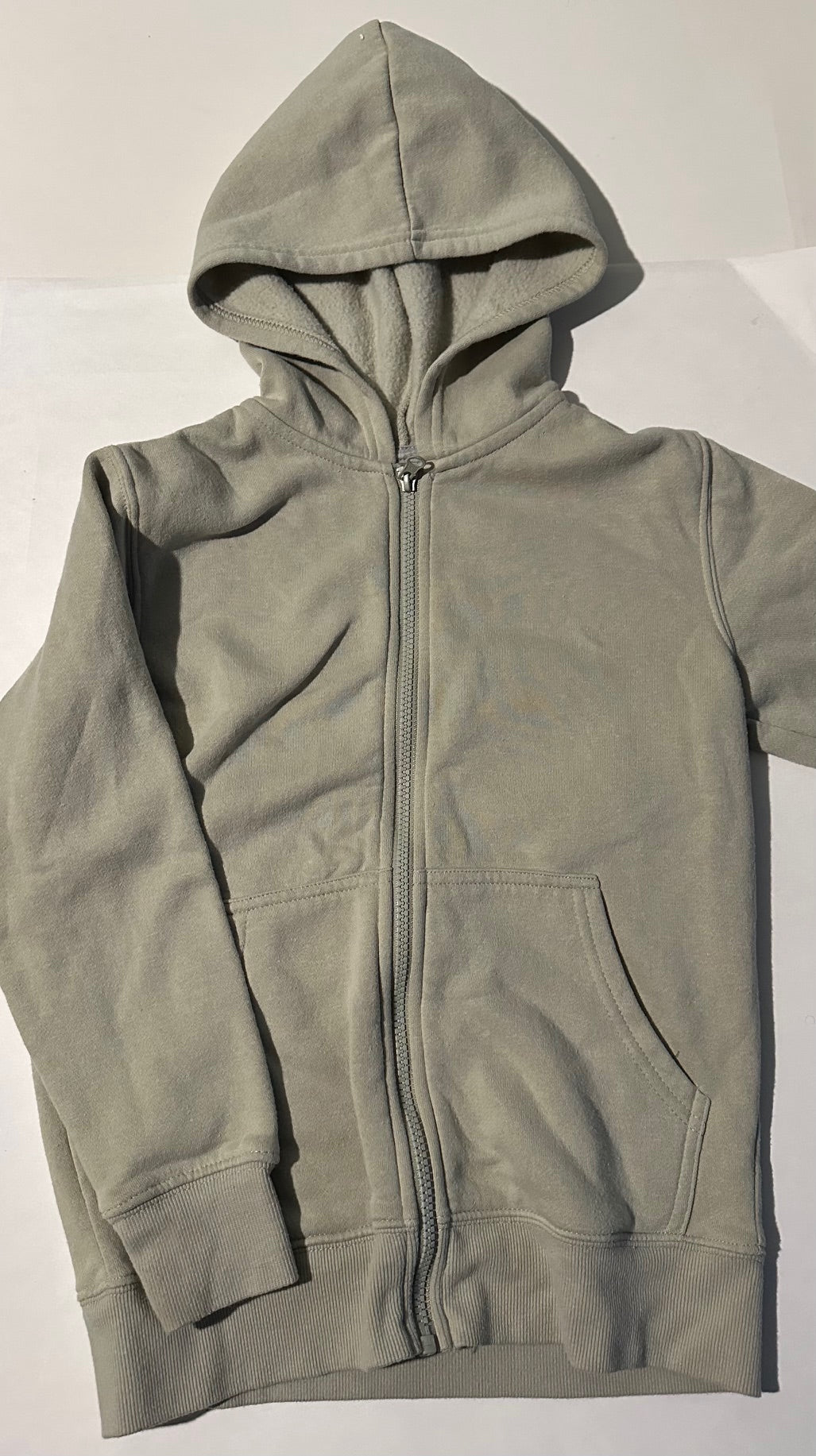 George, Pale Green/Grey Zip-Up Hoodie - Size Medium (7-8)