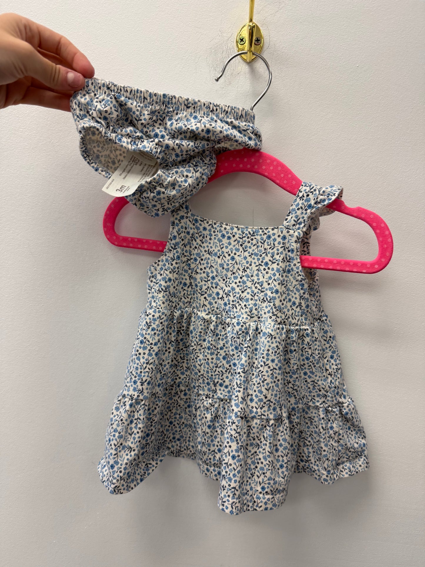 LITTLE PLANET BLUE FLORAL DRESS + DIAPER COVER SIZE 3M